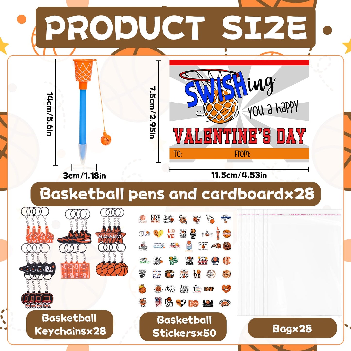 Gosodeny 28-Set Valentine’s Day Gifts & Basketball Party Favors — Classroom Prizes & Teacher Gifts