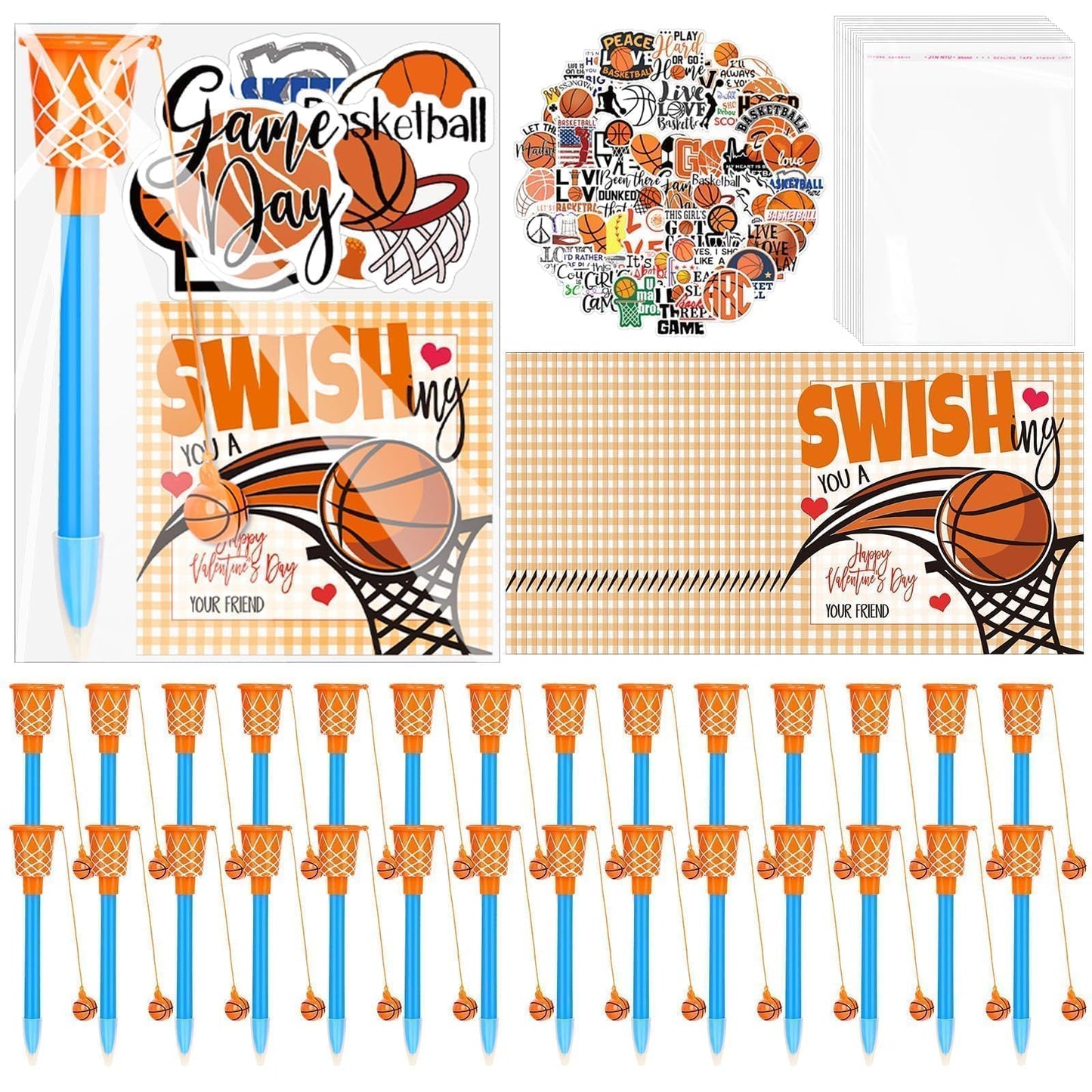 Gosodeny 28-Piece Valentine’s Basketball Gift Set | Party Favors for Sports Fans