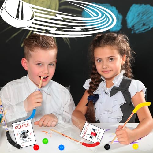 Gosodeny 24-Set Hockey Valentines Pencils, Cards & Classroom Gifts