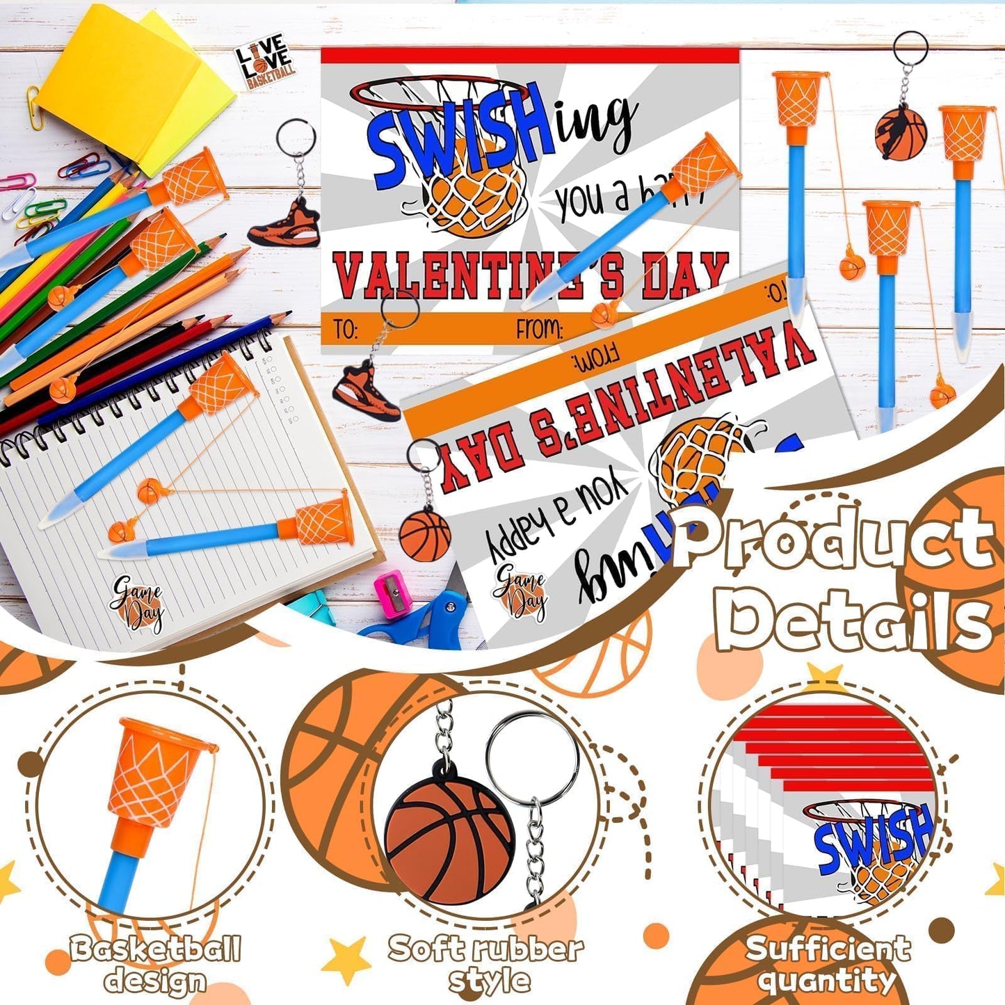 Gosodeny 28-Set Valentine’s Day Gifts & Basketball Party Favors — Classroom Prizes & Teacher Gifts
