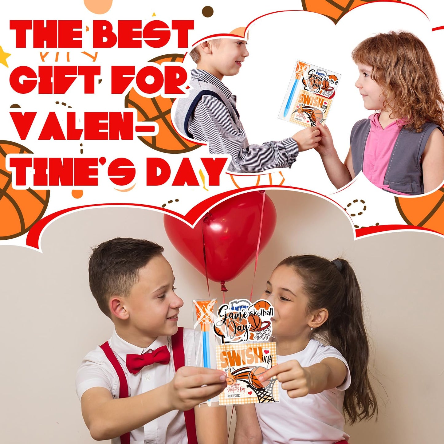 Gosodeny 28-Piece Valentine’s Basketball Gift Set | Party Favors for Sports Fans
