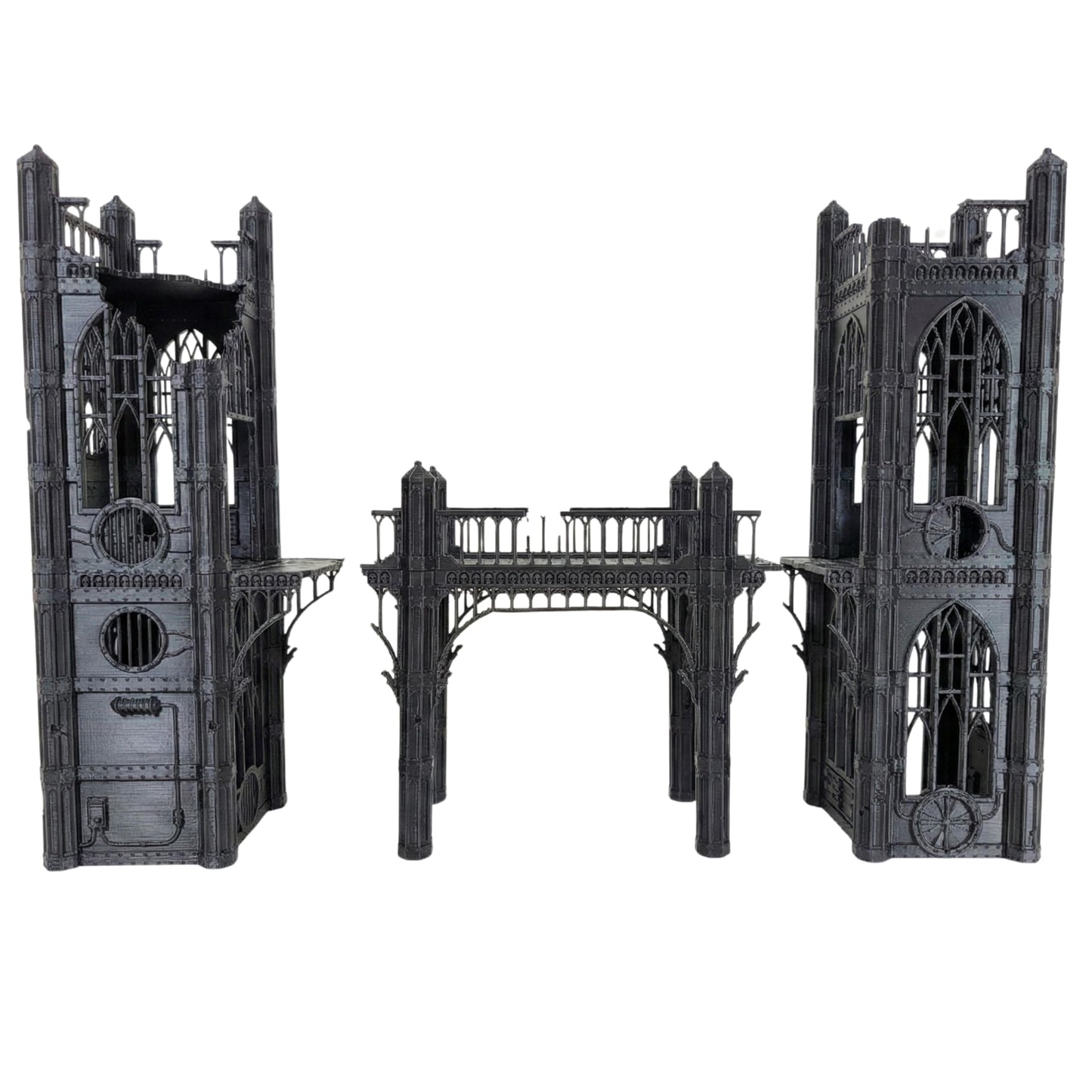 Gothic Sector Terrain Set – 28mm Scale Buildings & Scatter for 2000-Point Warhammer 40k Games (Gothic Sky Bridge)