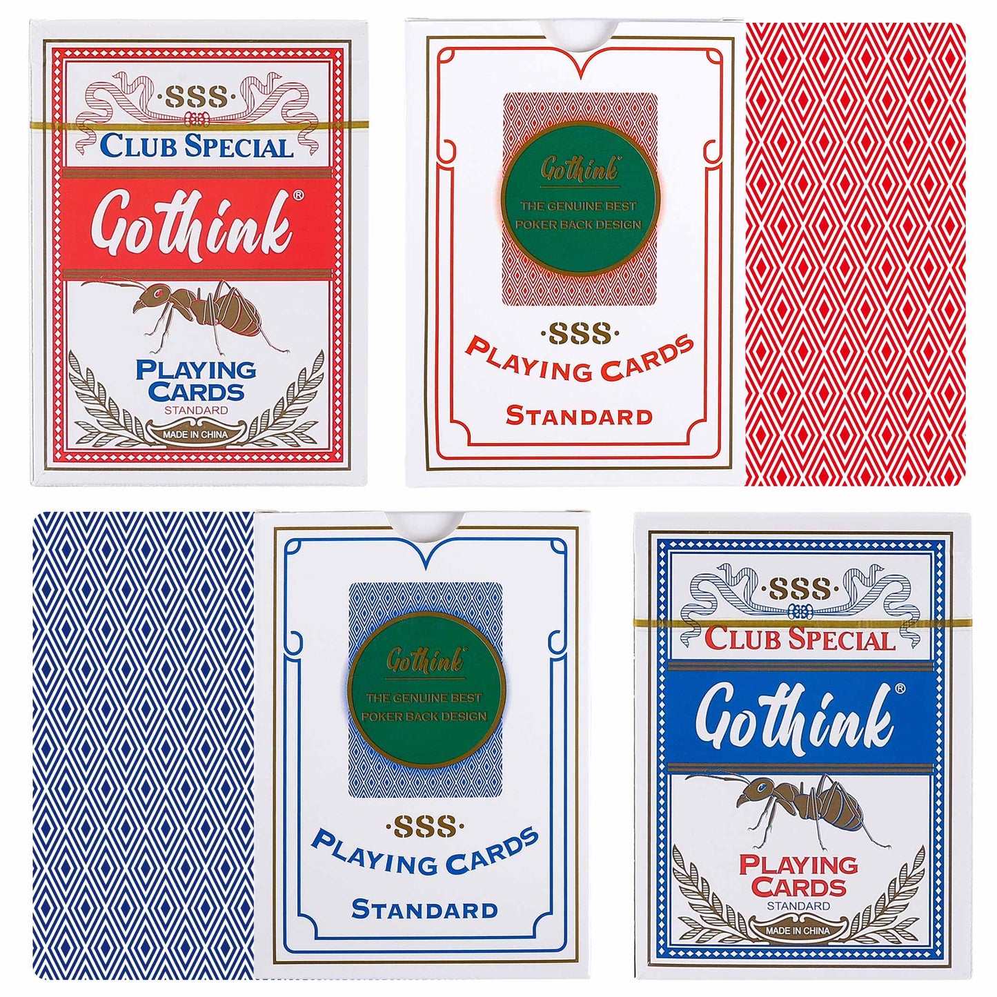 GOTHINK Playing Cards – 6-Deck Value Pack, Poker Size, Standard Index, Casino-Grade