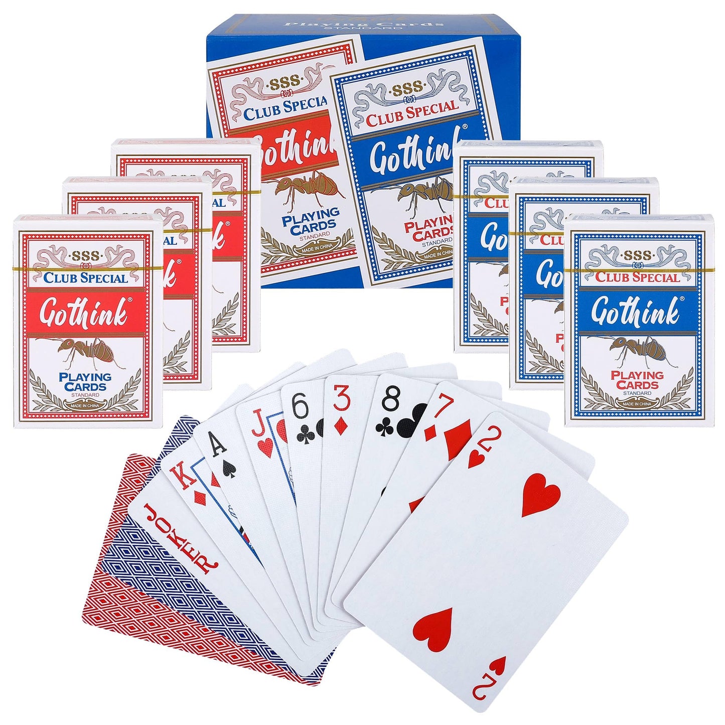 GOTHINK Playing Cards – 6-Deck Value Pack, Poker Size, Standard Index, Casino-Grade