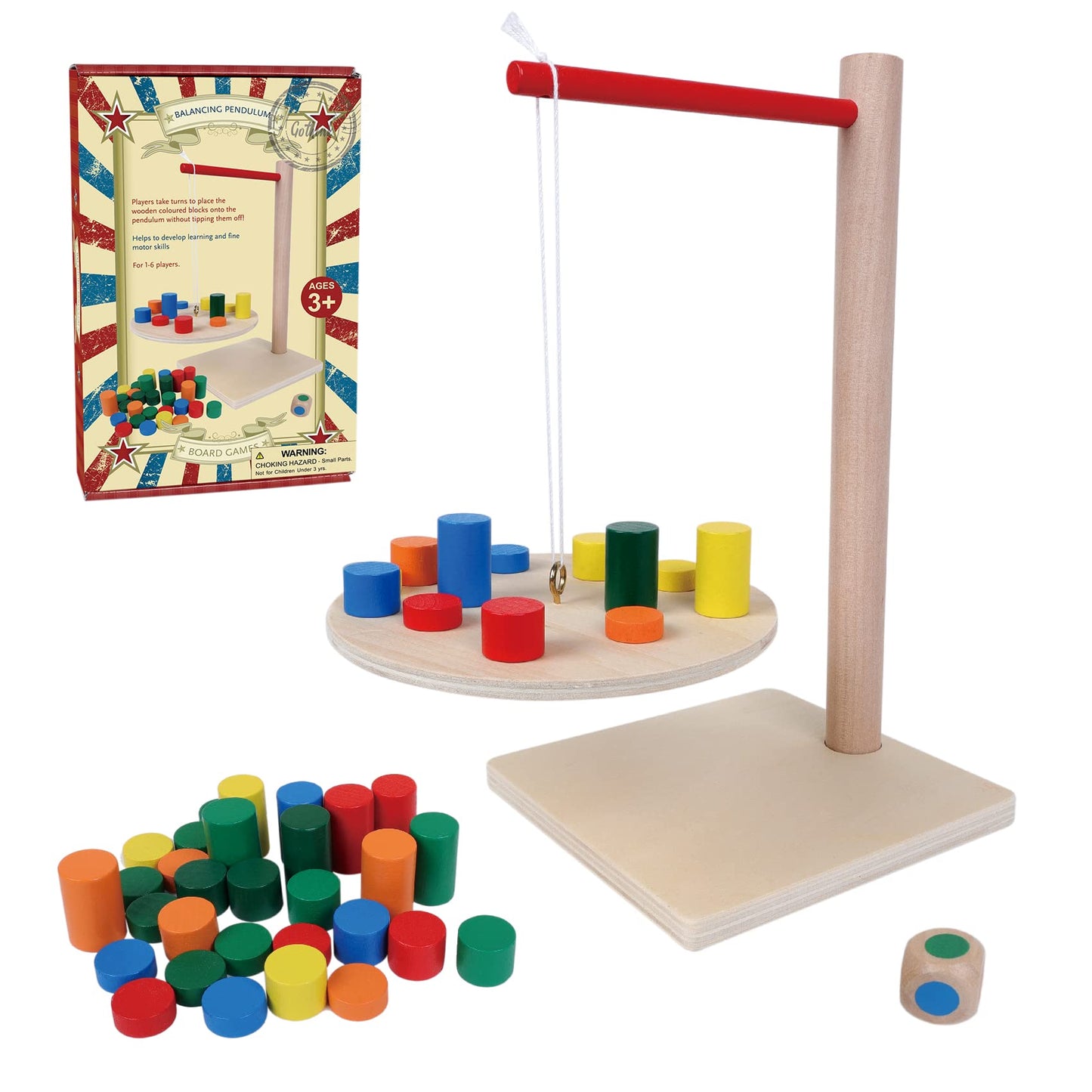 GOTHINK Wooden Balancing Pendulum Game – 42-Piece Montessori Toy for Kids & Adults