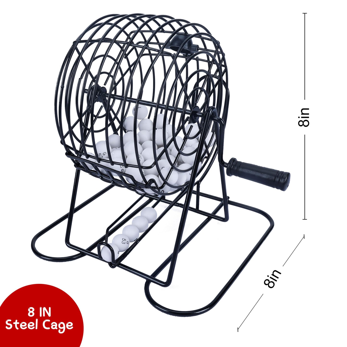 GOTHINK Bingo Game Set for Adults and Kids - 8in Steel Cage, 75 Balls, 18 Cards, 150 Chips