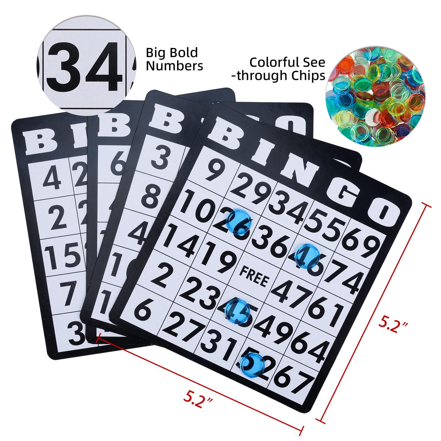 GOTHINK Bingo Game Set for Adults and Kids - 8in Steel Cage, 75 Balls, 18 Cards, 150 Chips