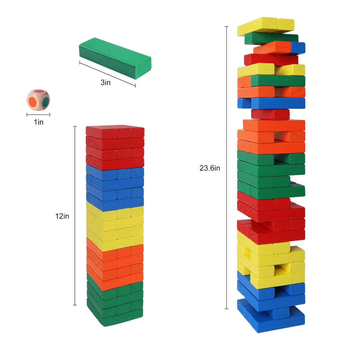 GOTHINK Wooden Blocks Stacking Game — 60 Pieces with Storage Box | Montessori Toy for Kids
