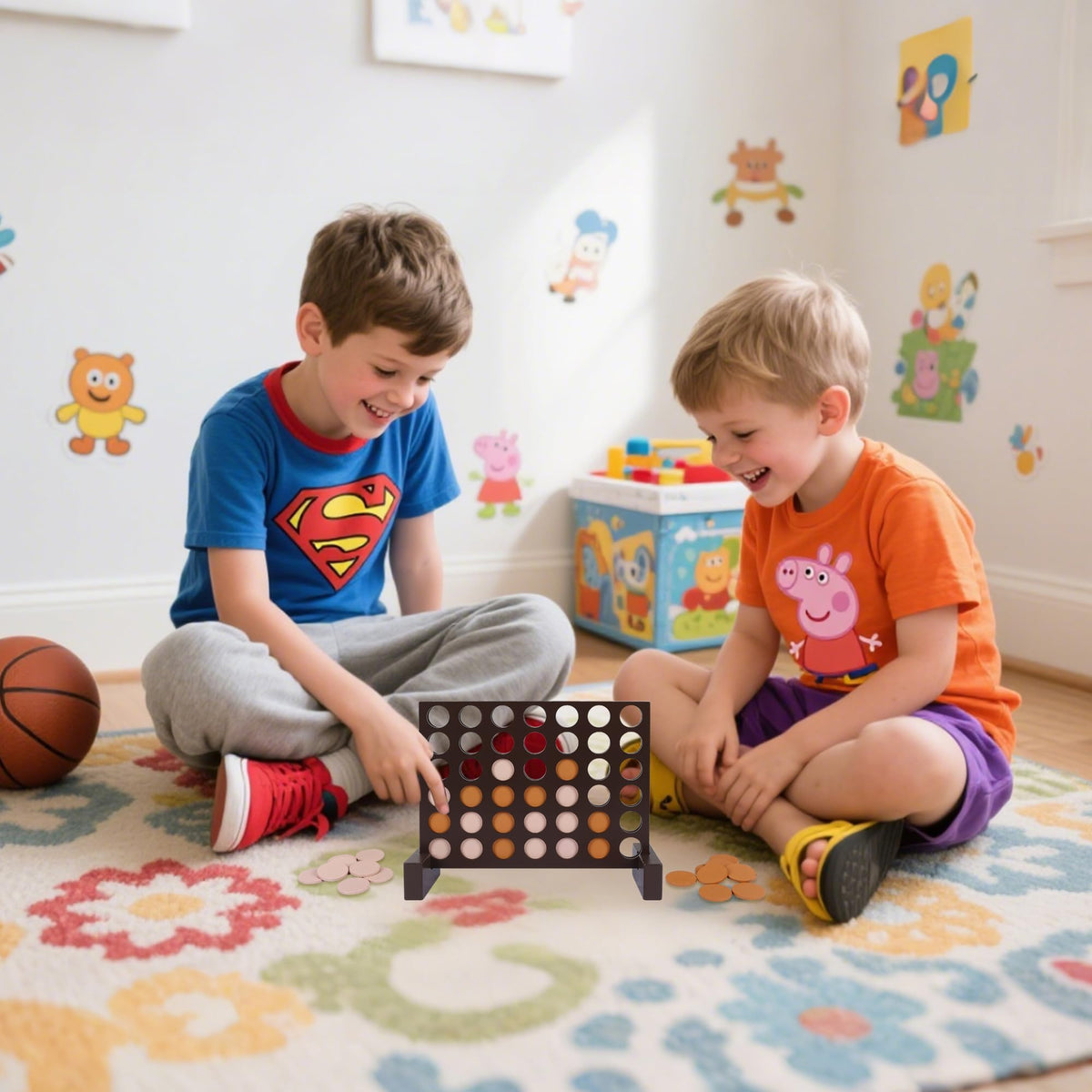 GOTHINK Wooden Four in a Row Game | Classic Strategy for Kids & Adults