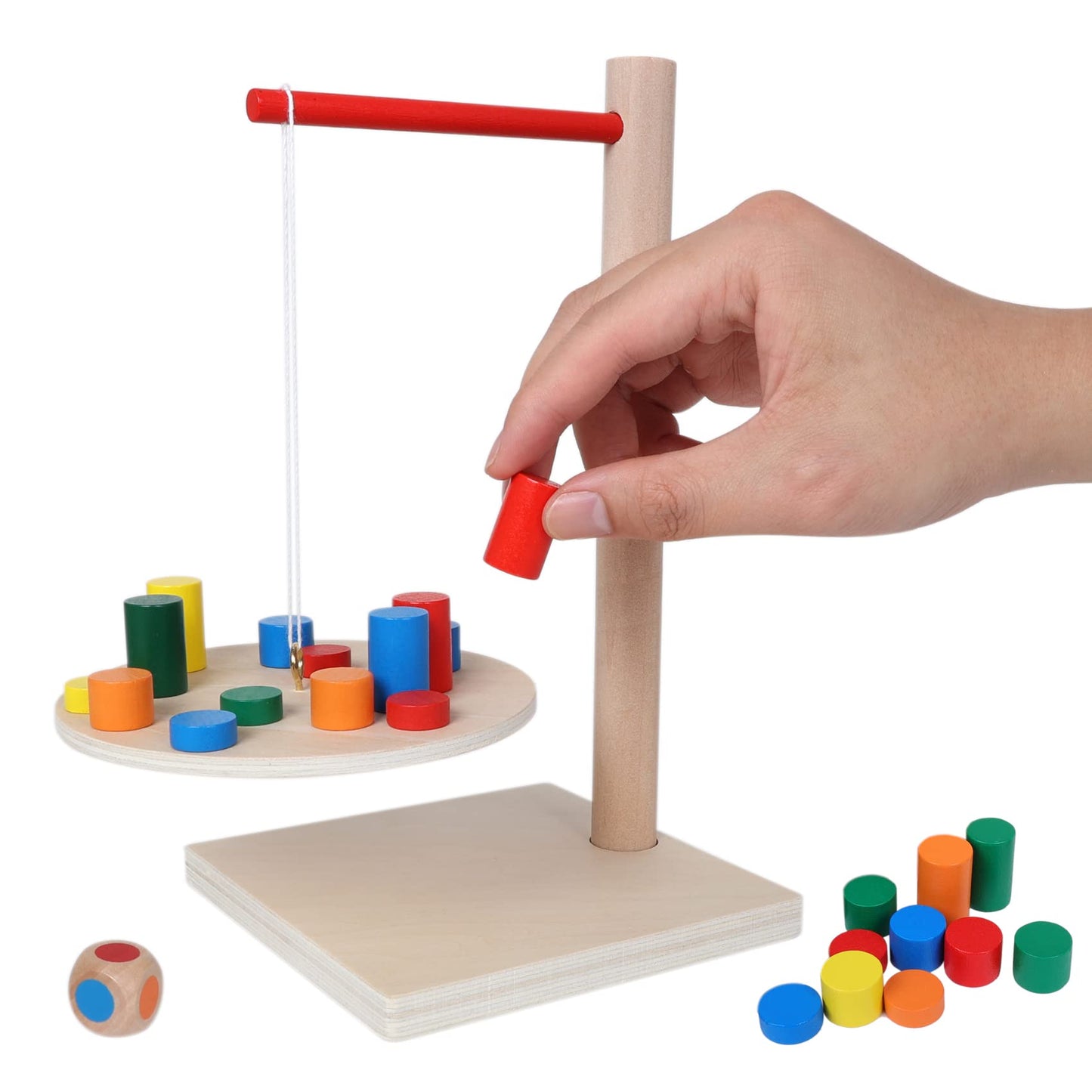 GOTHINK Wooden Balancing Pendulum Game – 42-Piece Montessori Toy for Kids & Adults