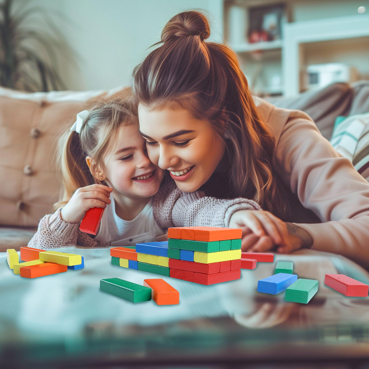 GOTHINK Wooden Blocks Stacking Game — 60 Pieces with Storage Box | Montessori Toy for Kids