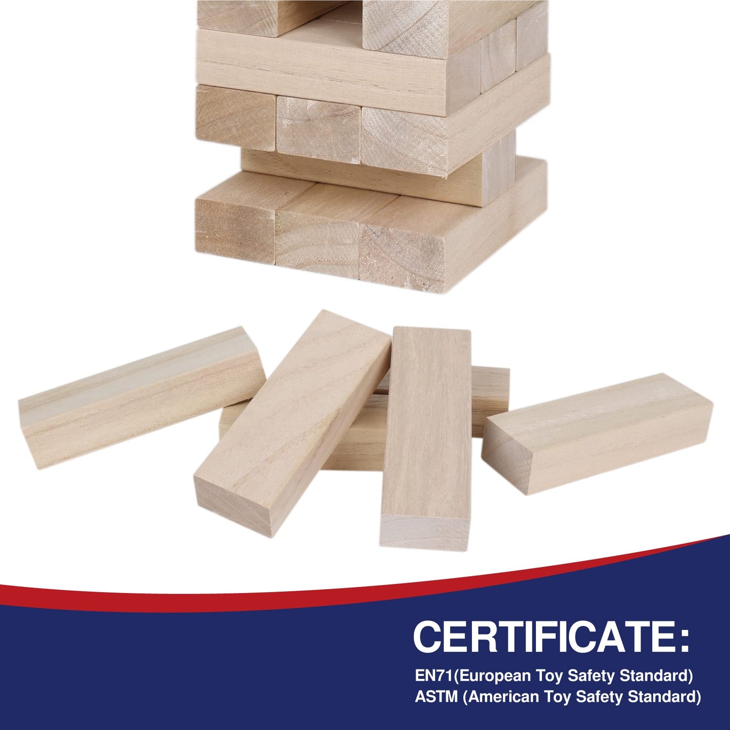 GOTHINK Giant Tumble Tower Game – 60 Jumbo Blocks, Carry Case, Outdoor Family Fun