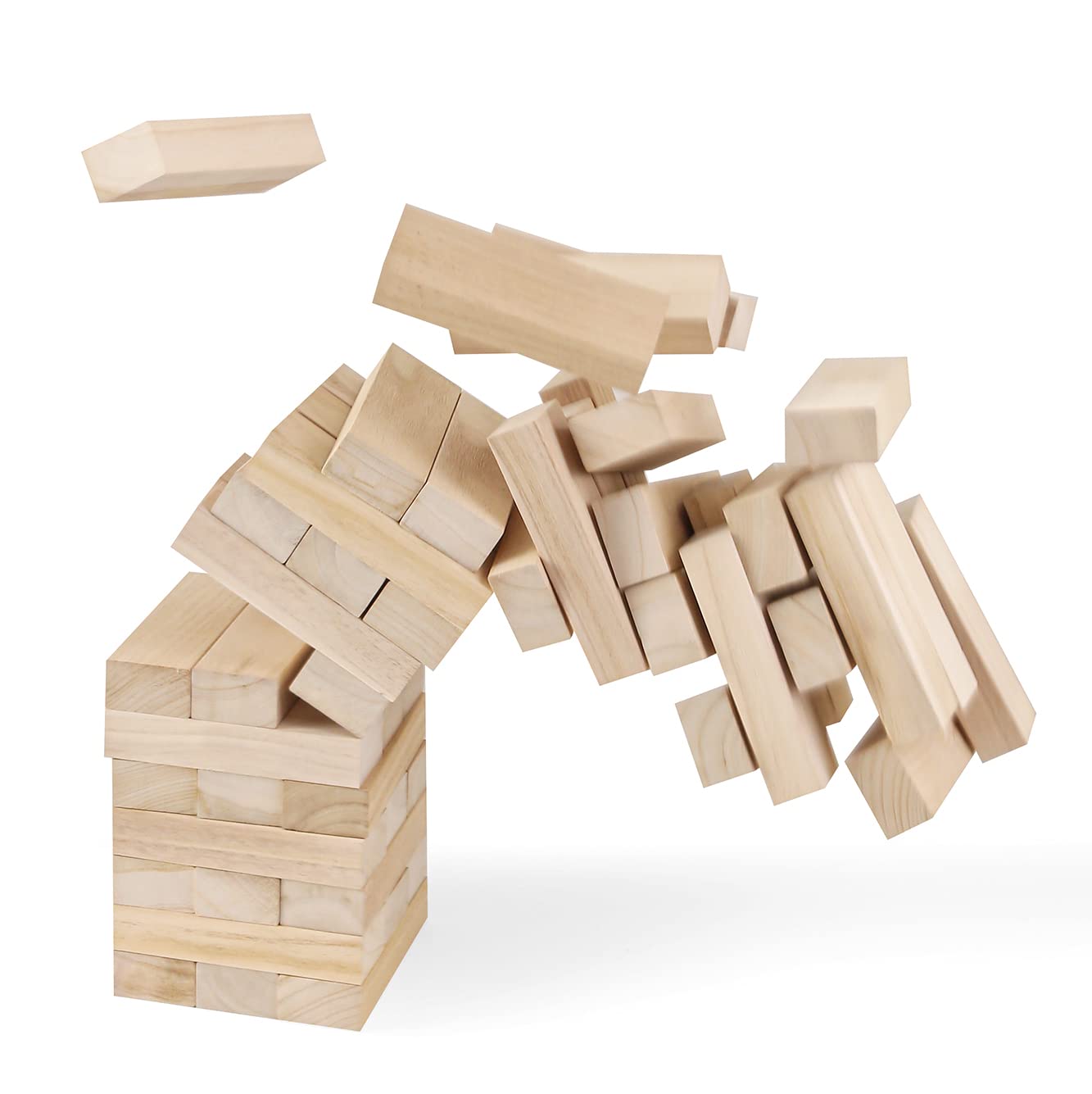 GOTHINK Giant Tumble Tower Game – Large Outdoor Wooden Stack Blocks with Carry Case (54pcs)