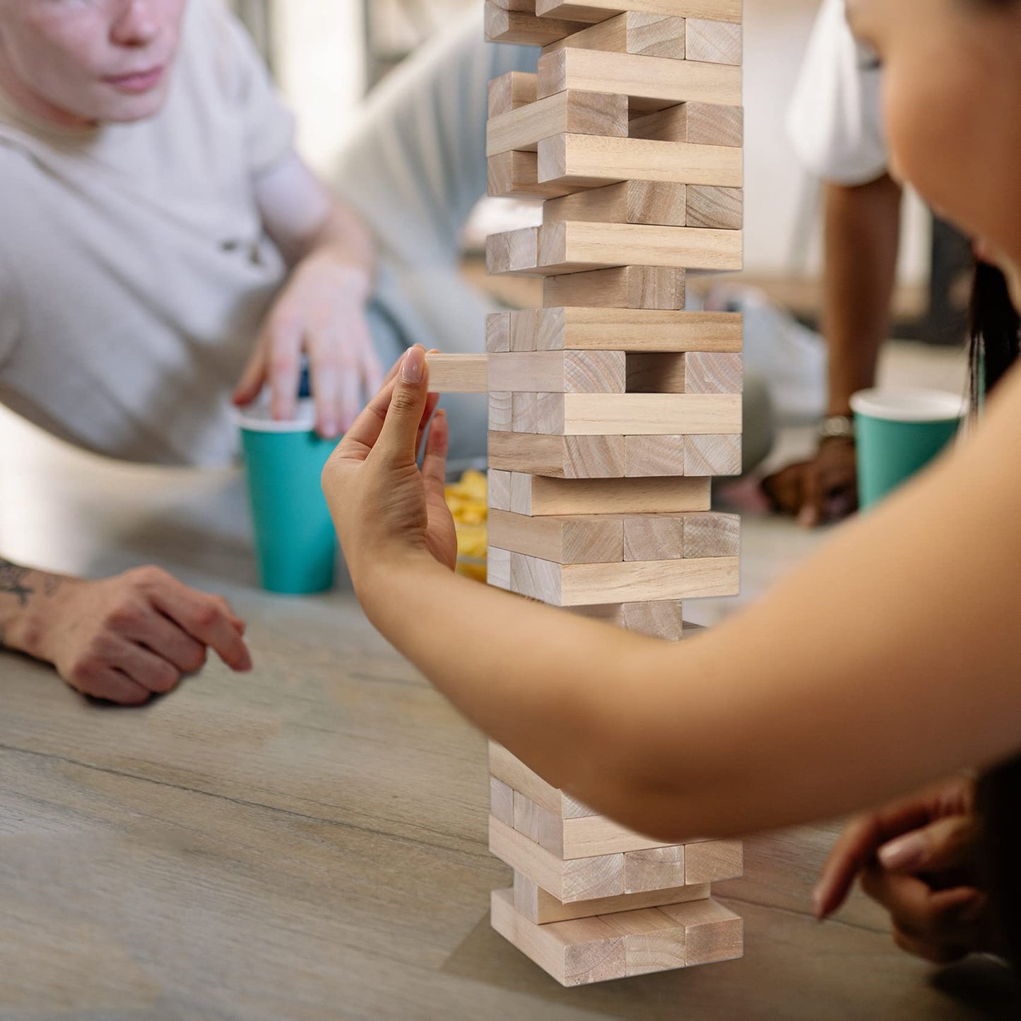 GOTHINK Giant Tumble Tower Game – 60 Jumbo Blocks, Carry Case, Outdoor Family Fun