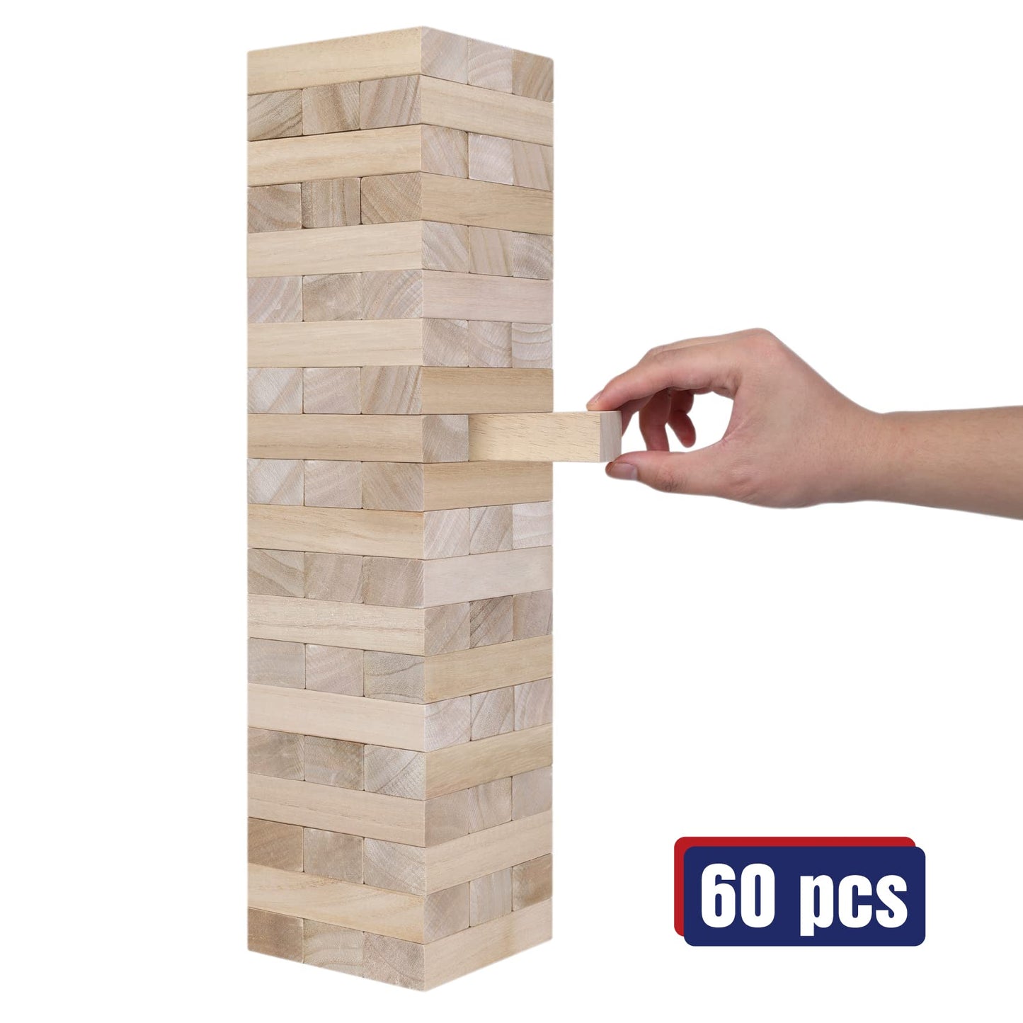GOTHINK Giant Tumble Tower Game – 60 Jumbo Blocks, Carry Case, Outdoor Family Fun