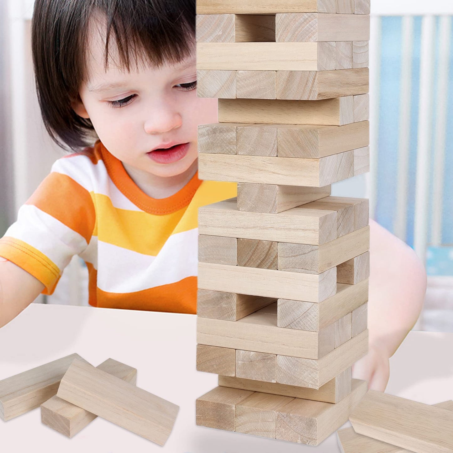 GOTHINK Giant Tumble Tower Game – 60 Jumbo Blocks, Carry Case, Outdoor Family Fun
