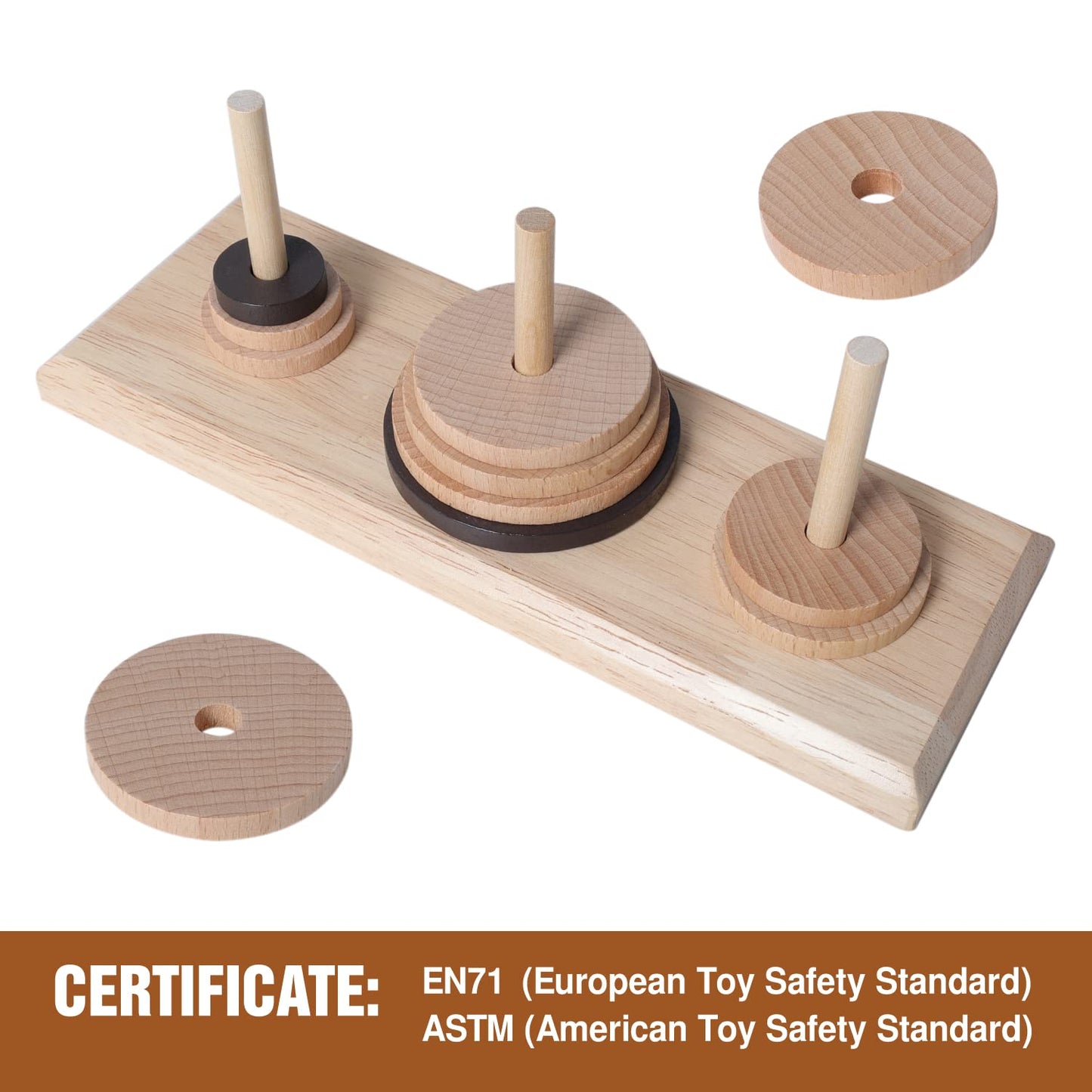Gothink Wooden Nine-Storey Tower of Hanoi – Logic Puzzle for All Ages