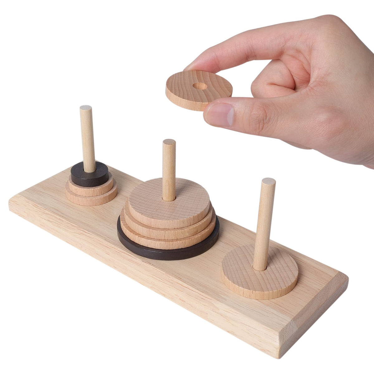 Gothink Wooden Nine-Storey Tower of Hanoi – Logic Puzzle for All Ages