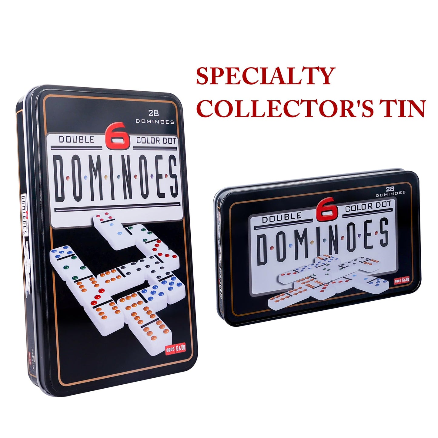 GOTHINK Double Six Dominoes Set with Tin Box – 28 Colorful Domino Tiles for 2-4 Players