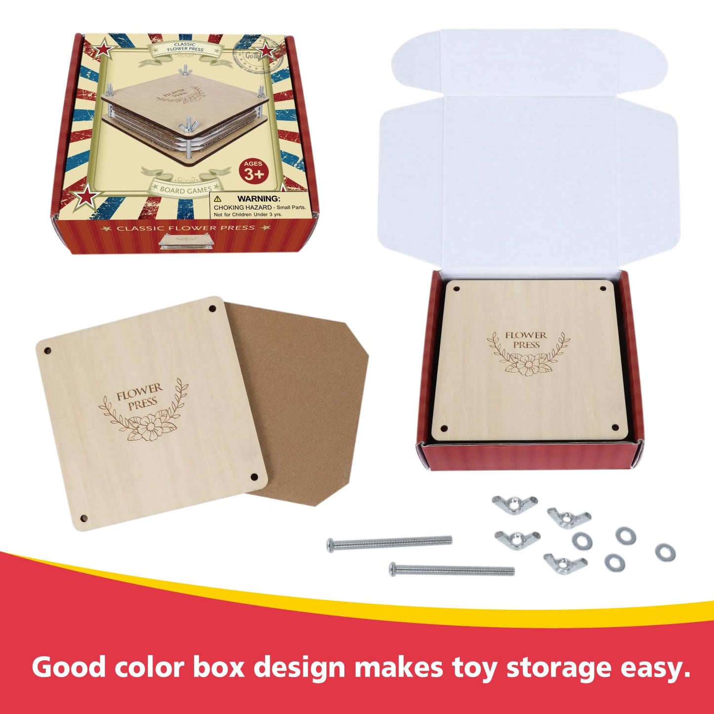 GOTHINK Flower Press Kit - 6 Layers, 6x6 Inches, DIY Dried Flowers & Leaves
