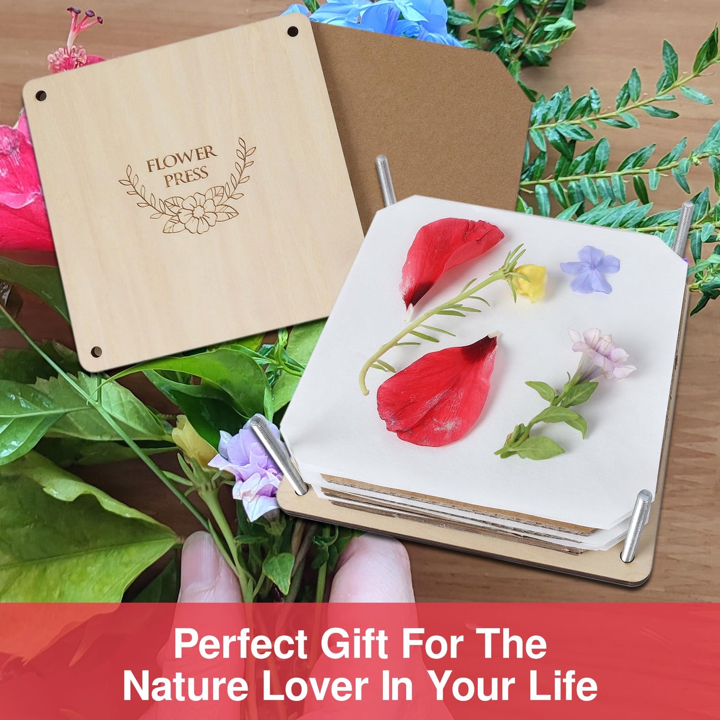 GOTHINK Flower Press Kit - 6 Layers, 6x6 Inches, DIY Dried Flowers & Leaves