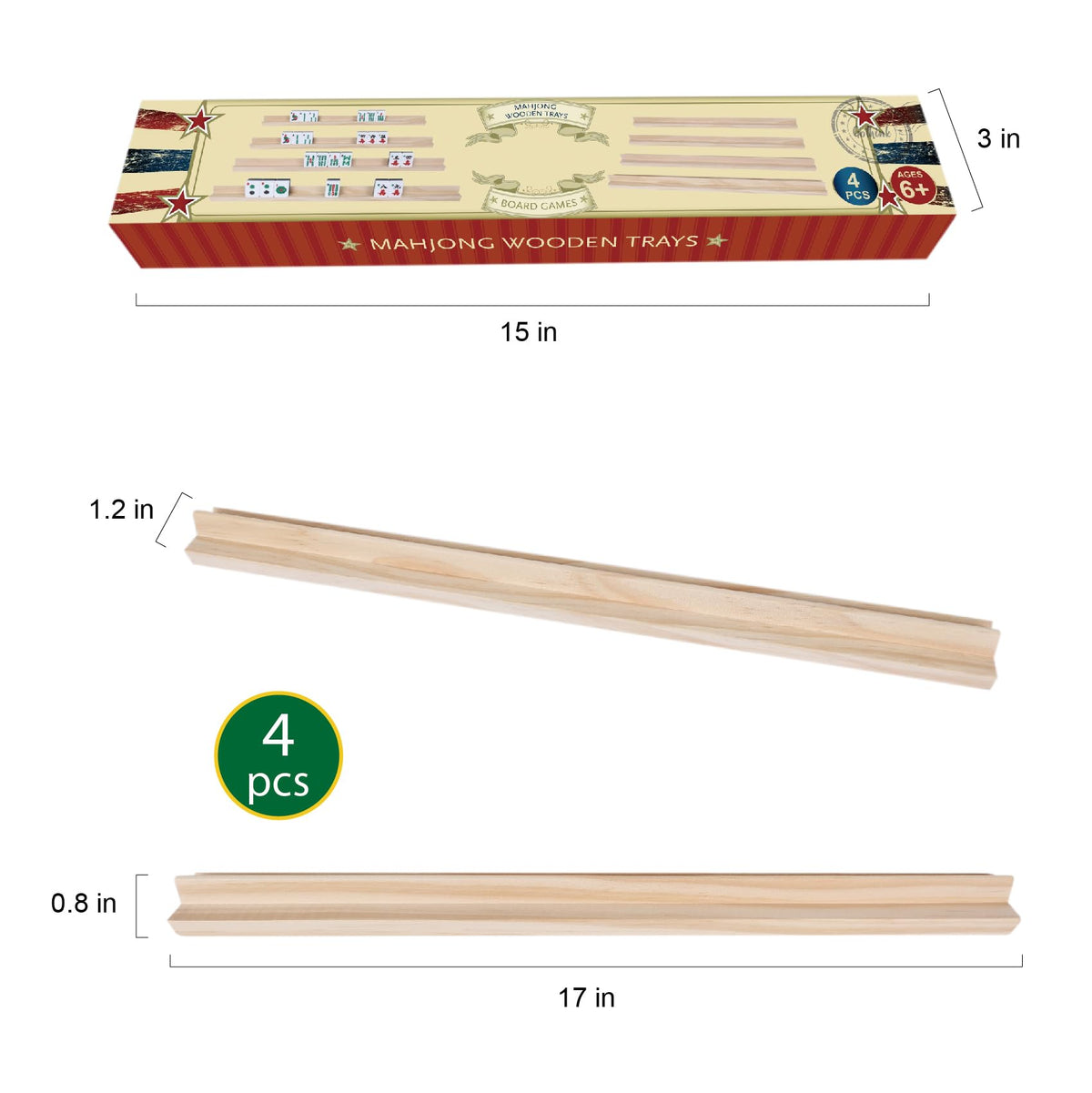 GOTHINK 4-Pack Wooden Mahjong Tray Racks for Mahjong & Mexican Train