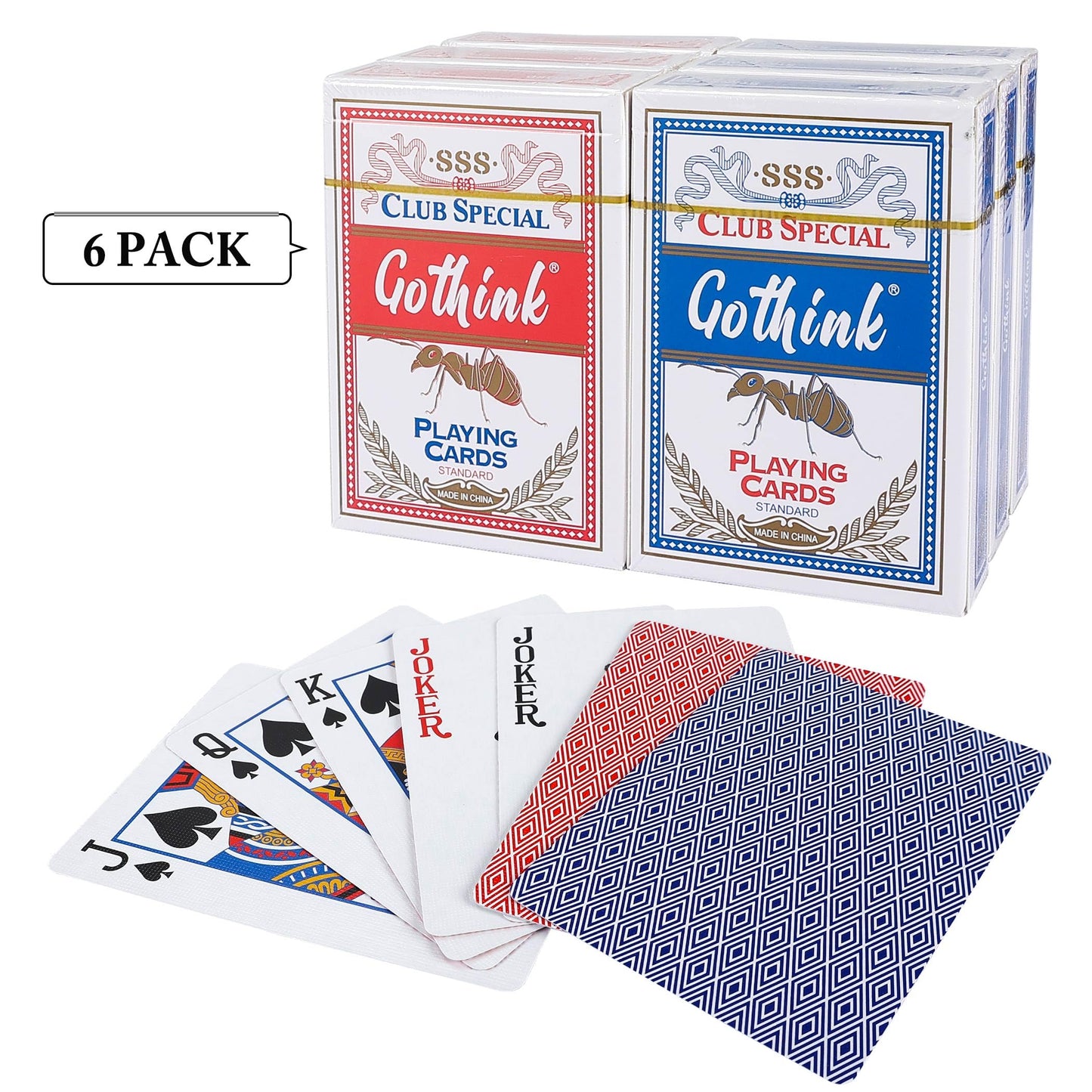 GOTHINK Playing Cards – 6-Deck Value Pack, Poker Size, Standard Index, Casino-Grade