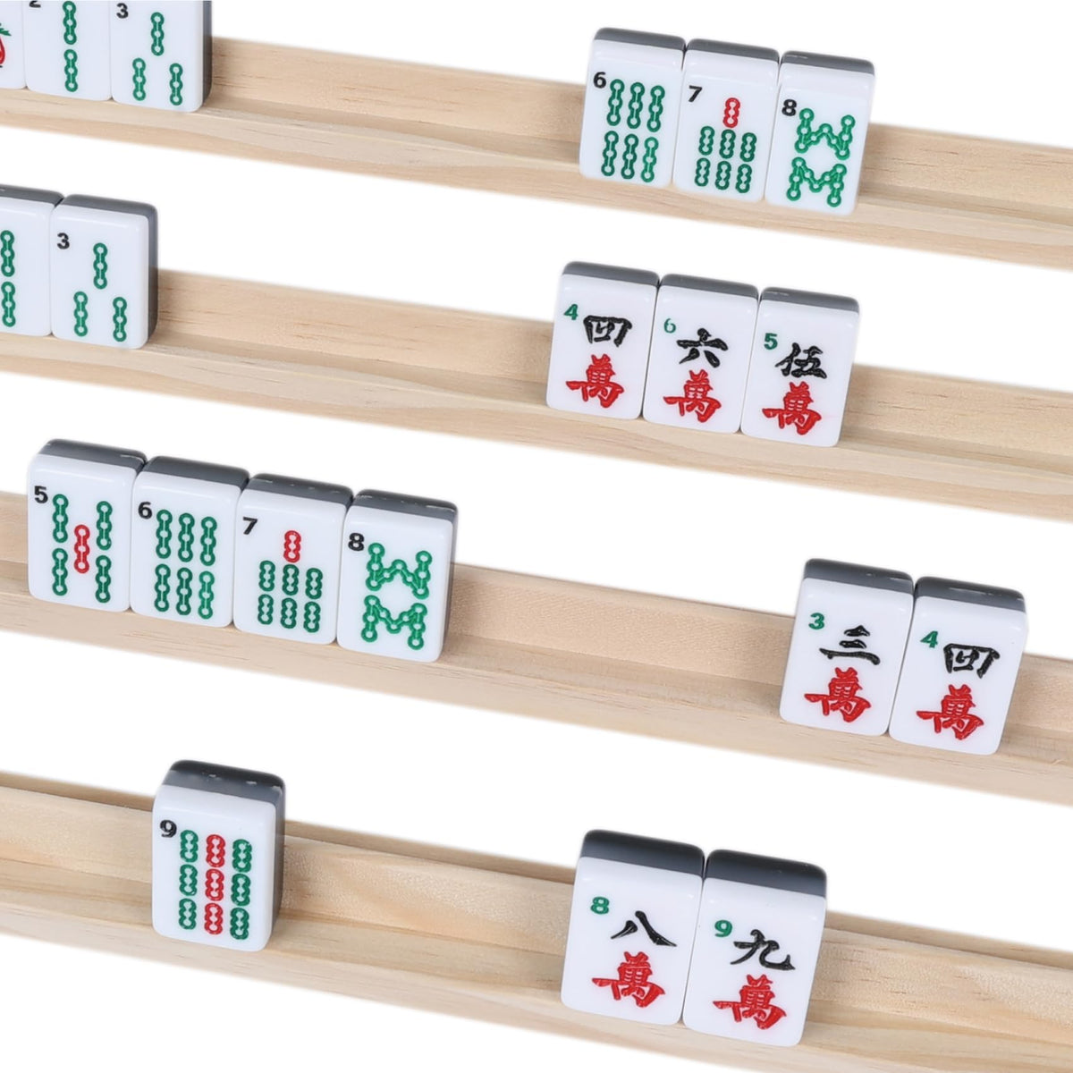 GOTHINK 4-Pack Wooden Mahjong Tray Racks for Mahjong & Mexican Train