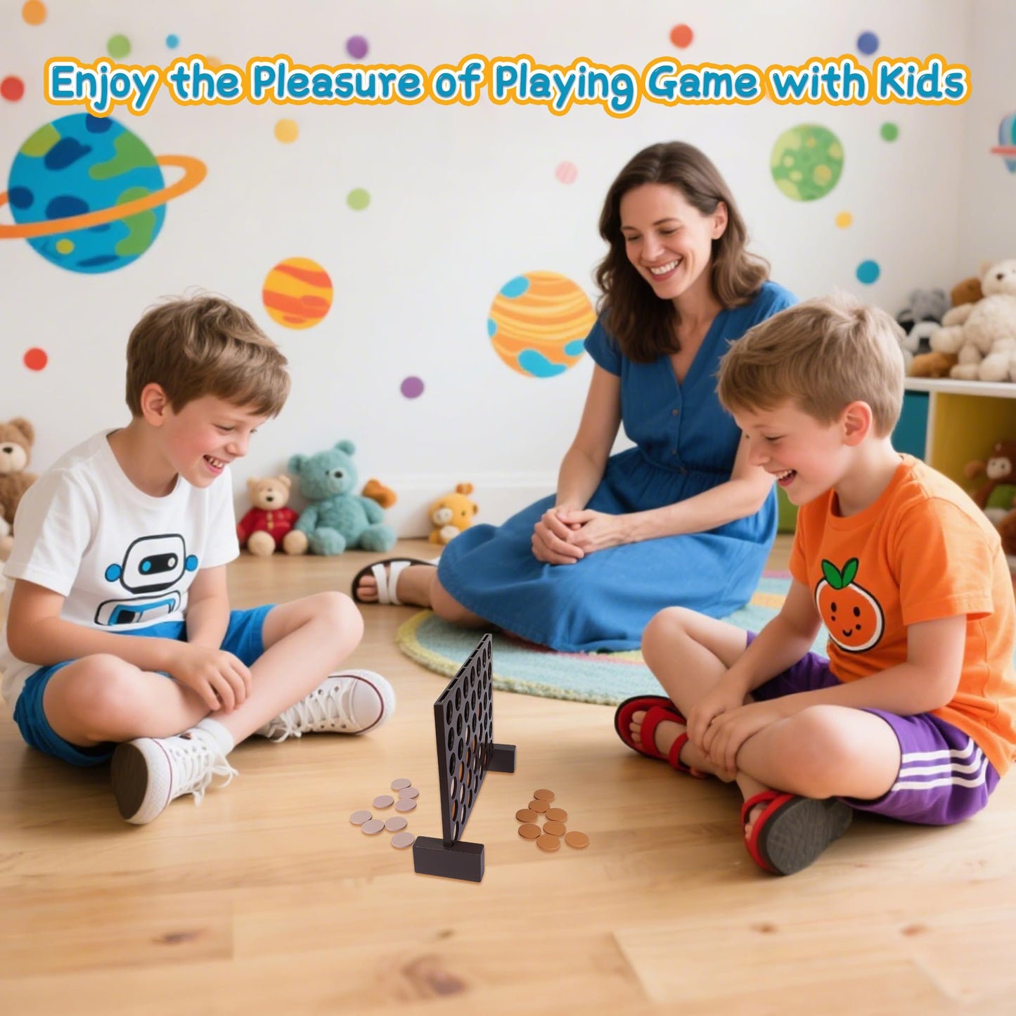 GOTHINK Wooden Four in a Row Game | Classic Strategy for Kids & Adults