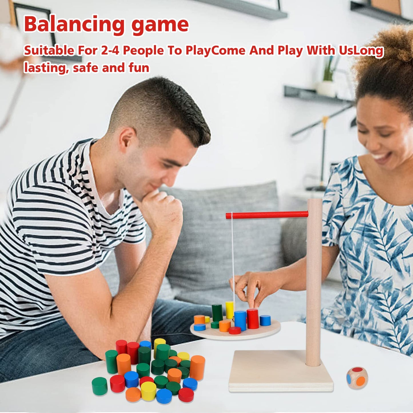 GOTHINK Wooden Balancing Pendulum Game – 42-Piece Montessori Toy for Kids & Adults