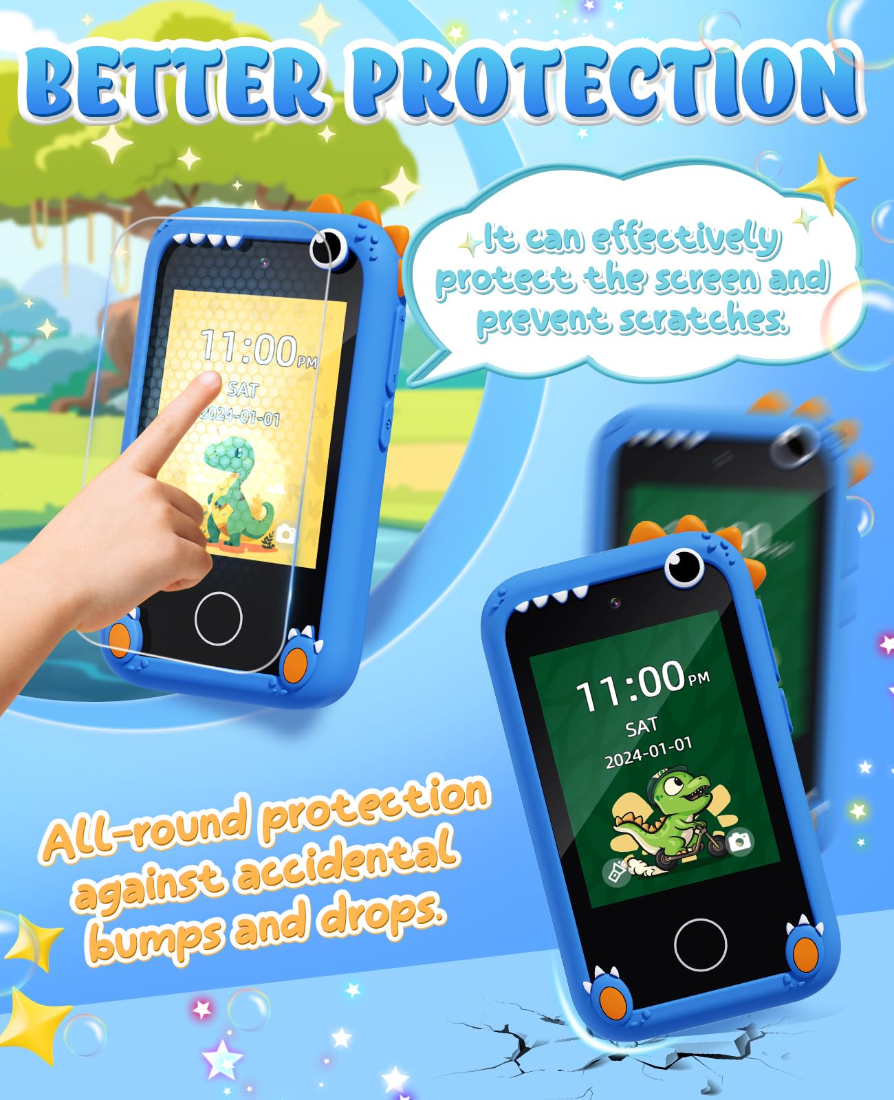 Gothwick Dinosaur Smartphone Toy for Kids 3-12 — Learning Games, Dual Cameras, 8GB Card