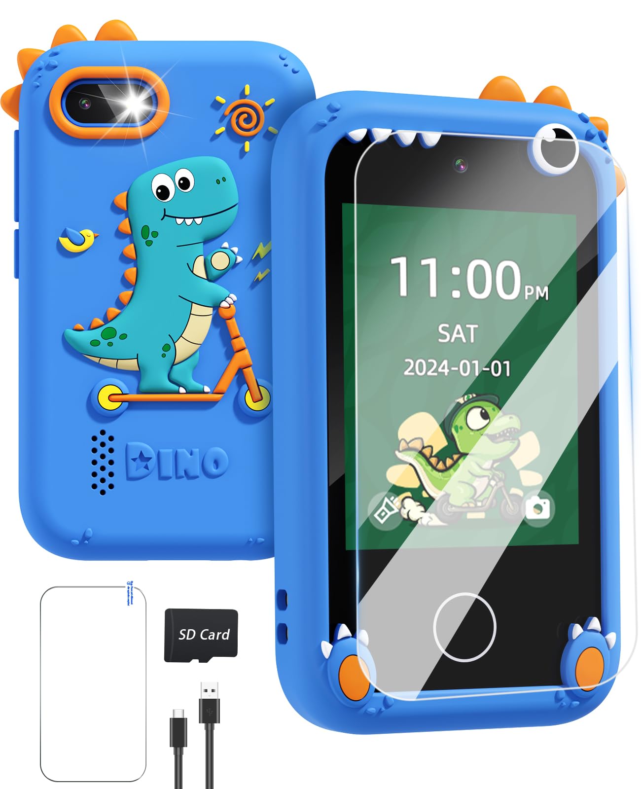 Gothwick Dinosaur Smartphone Toy for Kids 3-12 — Learning Games, Dual Cameras, 8GB Card