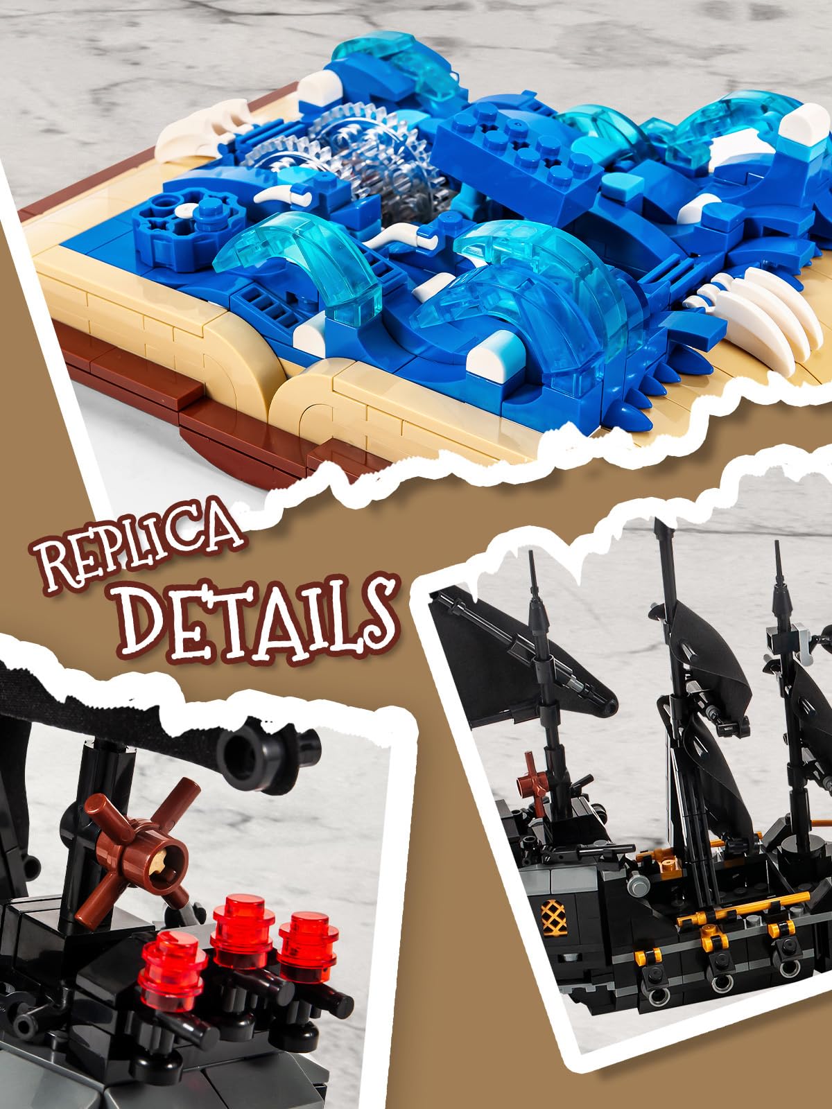 GOTIMON Black Pearl Ship Grimoire Building Blocks Set – 919 Pieces, Gift for All Ages