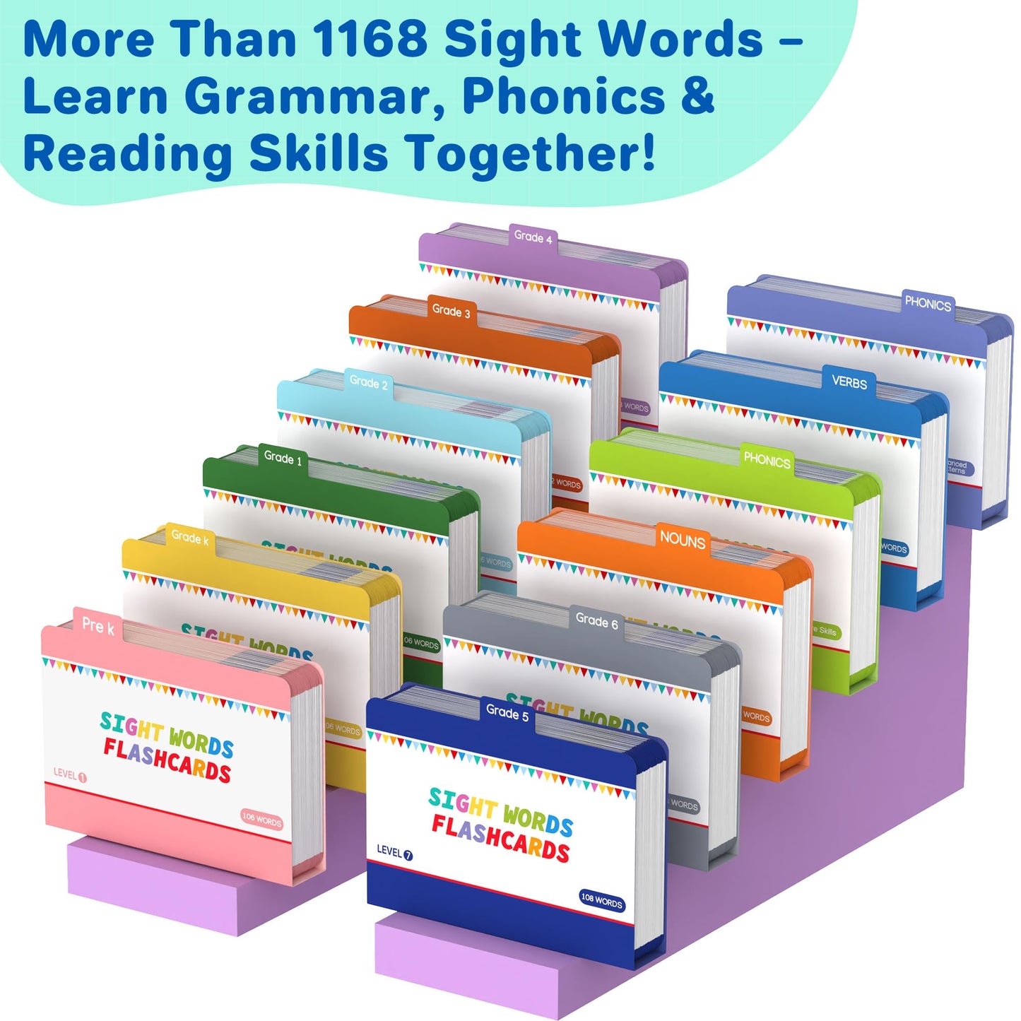 Gotoofun 1180 Sight Words Flash Cards – Dolch & Fry High-Frequency Reading Kit