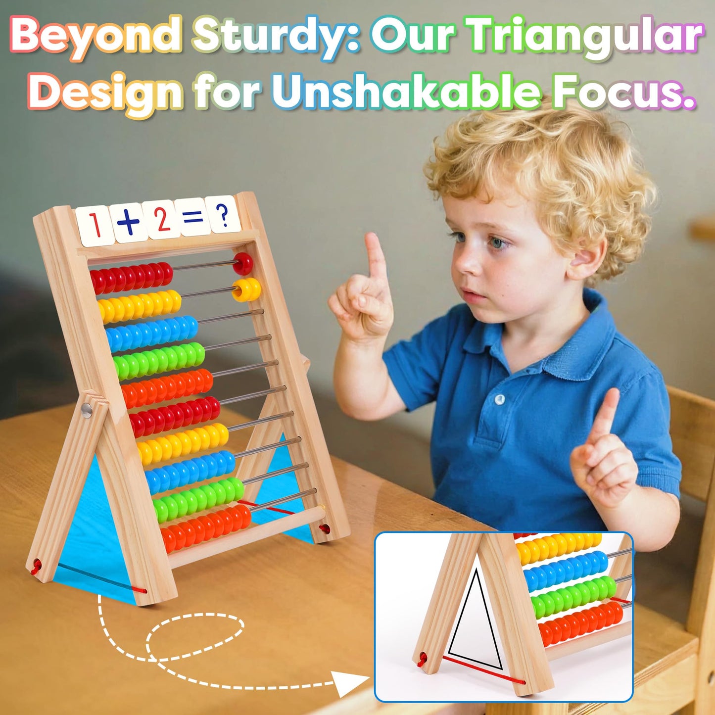 Gotoofun Wooden Abacus for Kids Math – Montessori Counting Toy for Toddlers & Preschool
