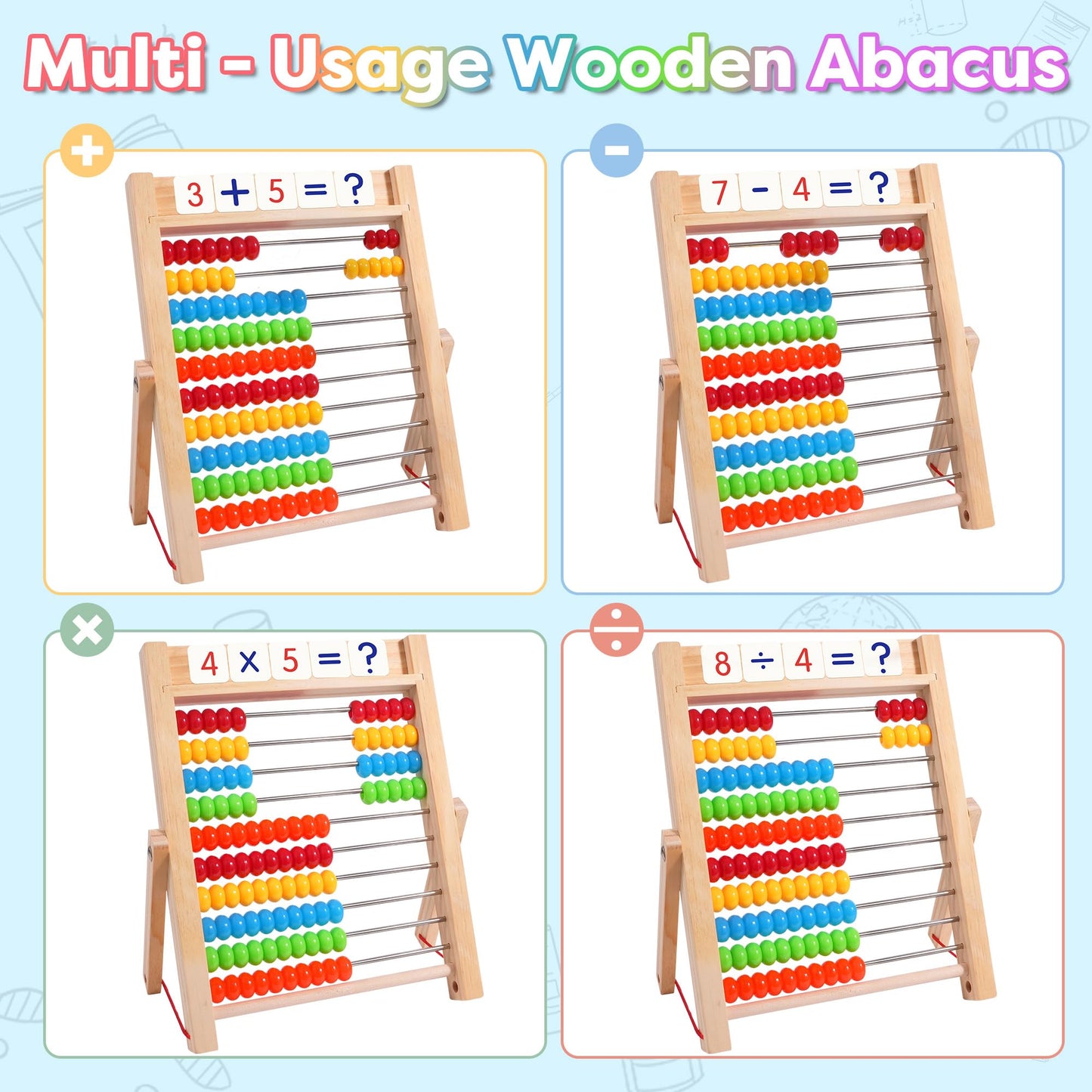 Gotoofun Wooden Abacus for Kids Math – Montessori Counting Toy for Toddlers & Preschool