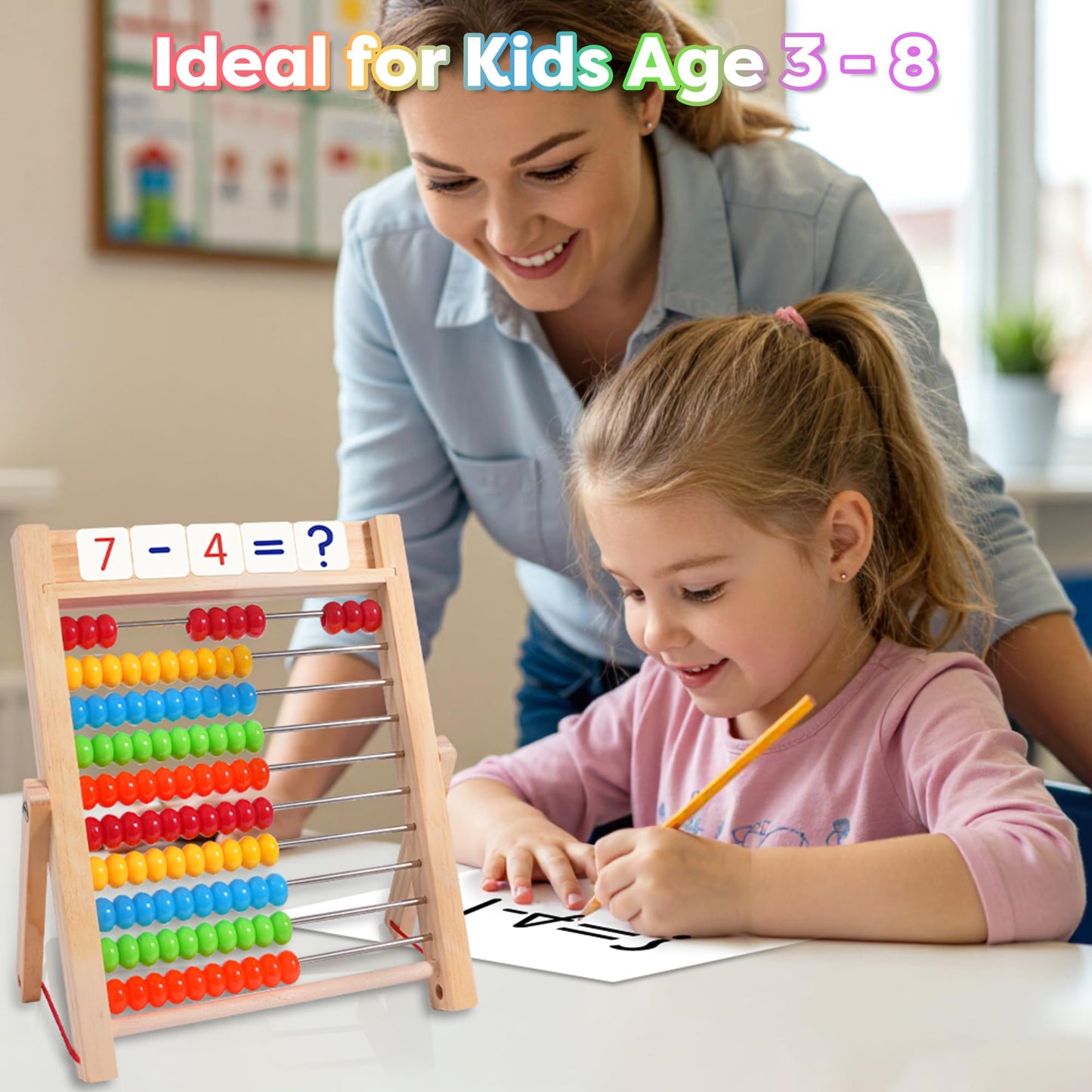 Gotoofun Wooden Abacus for Kids Math – Montessori Counting Toy for Toddlers & Preschool