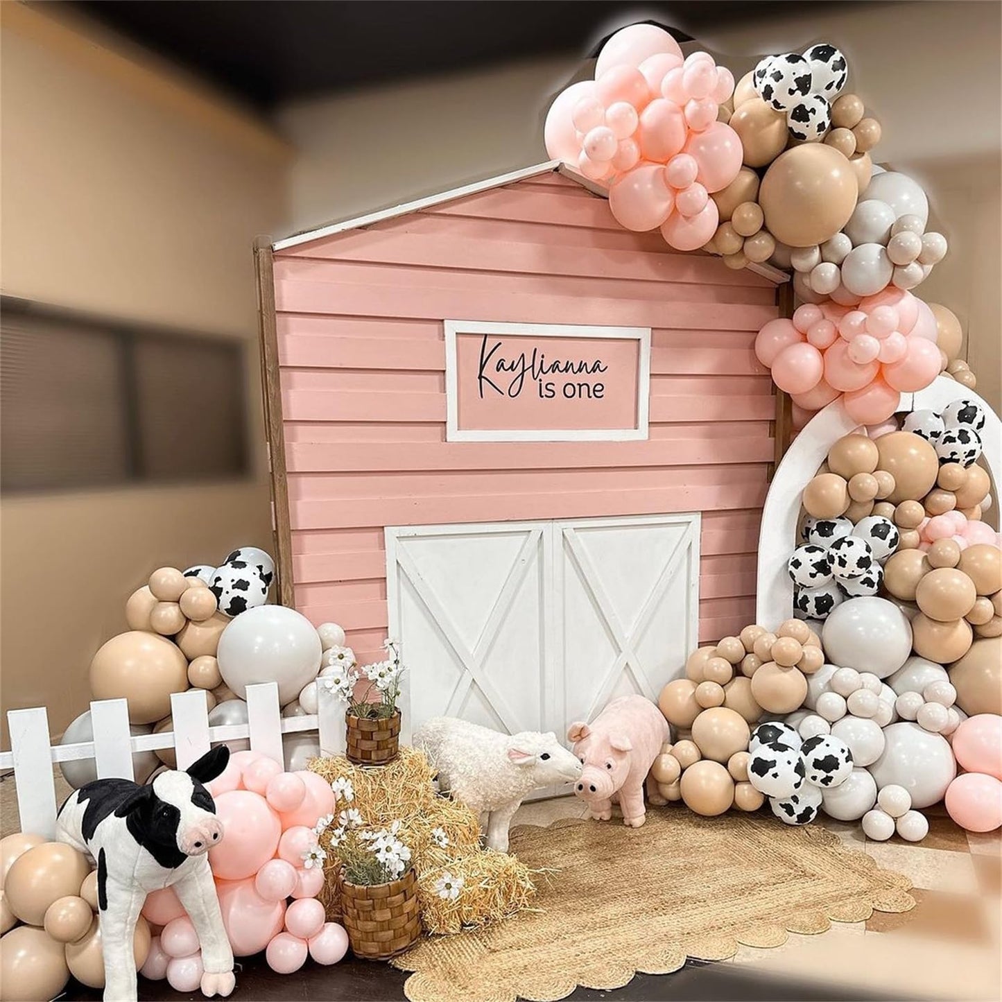 Govpy Cow Print Balloons 60pcs – Pastel Pink, Beige & White Latex Party Decor