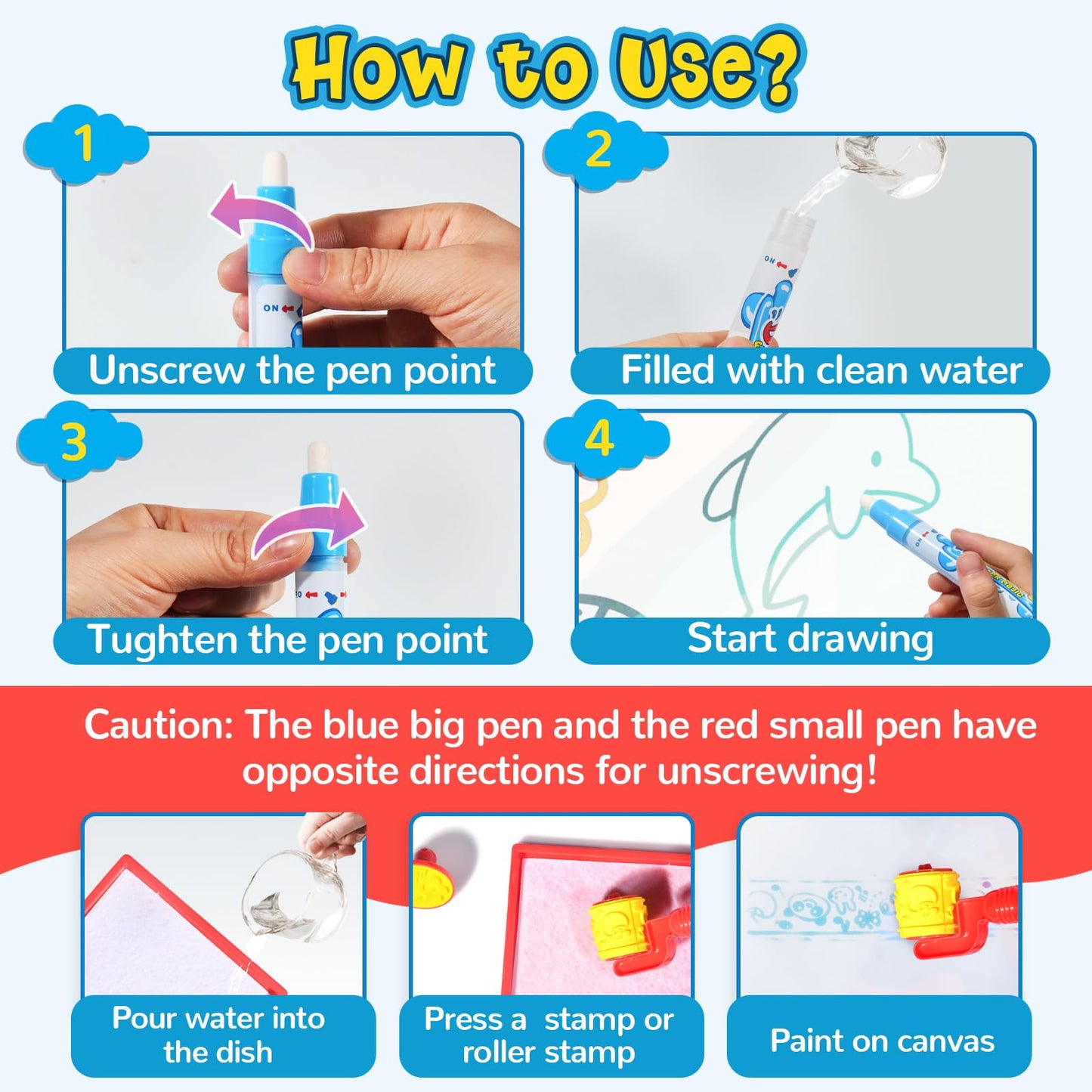 GPPNKC Water Doodle Mat 40x32 – Large Mess-Free Water Drawing Toy for Kids