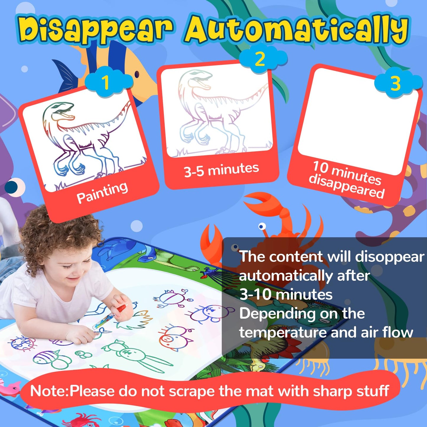 GPPNKC Water Doodle Mat 40x32 – Large Mess-Free Water Drawing Toy for Kids