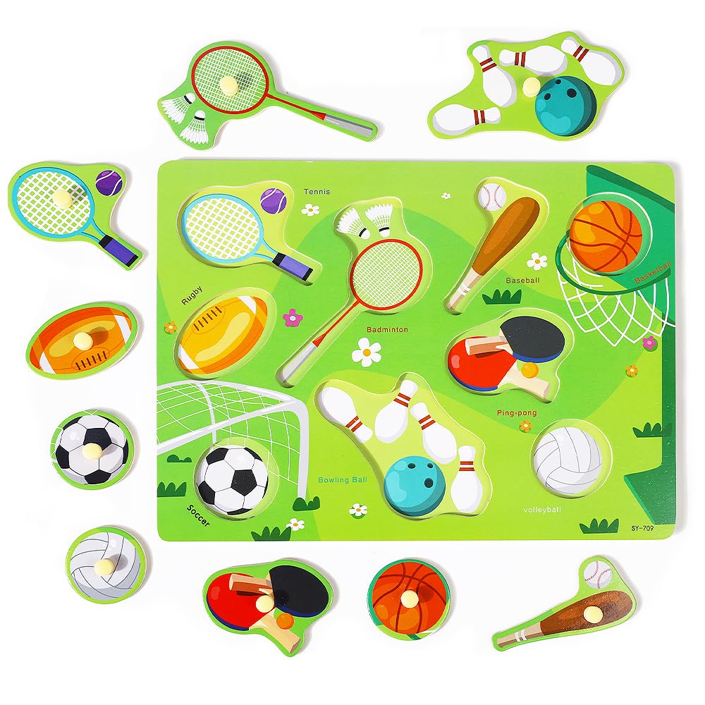 GR GRINNNIE 9 Pack Montessori Toddler Puzzle for 3-5 Years – Wooden Alphabet, Number, Shape & More