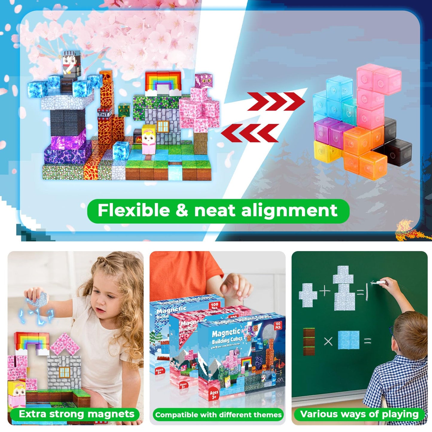 GraceDuck Magnetic Blocks 150 PCS – Dark Swordsman Forest Castle STEM Toys for 3-10 Year Olds