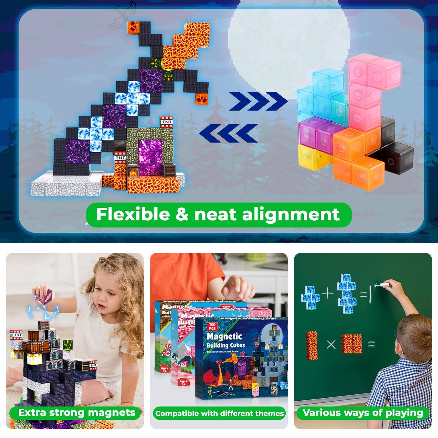 GraceDuck Magnetic Blocks – 150 PCS Dark Castle Sword Domain STEM Building Toy