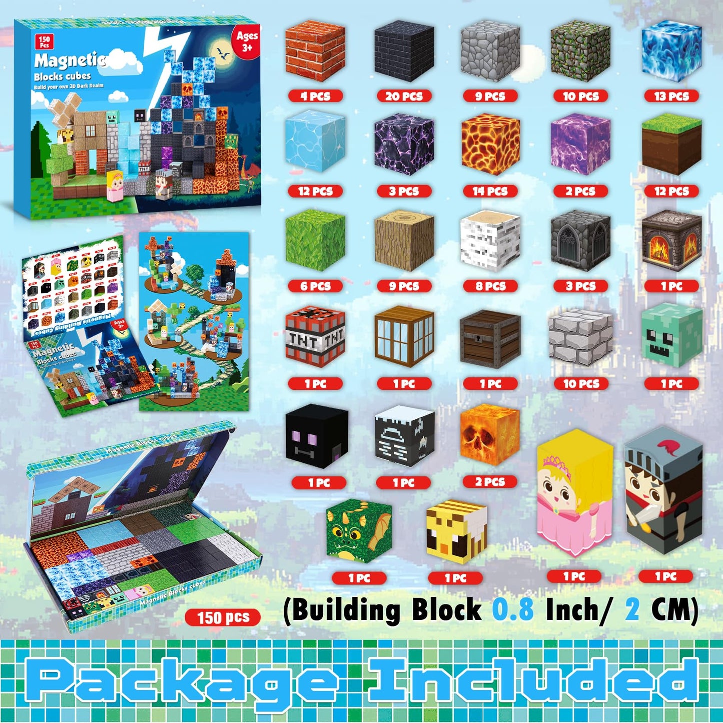 GraceDuck Magnetic Blocks - 150 PCS Set for Dark Hell Forest Castle | STEM & Sensory Toys for 3-10