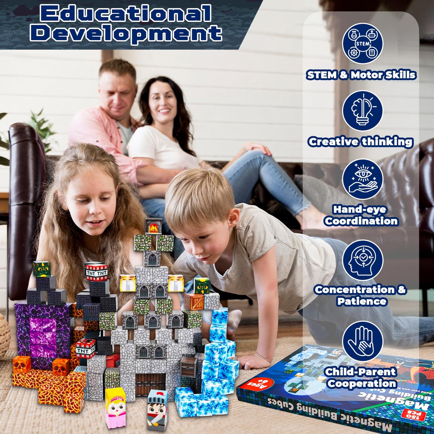 GraceDuck Magnetic Blocks – 150 PCS Dark Castle Sword Domain STEM Building Toy