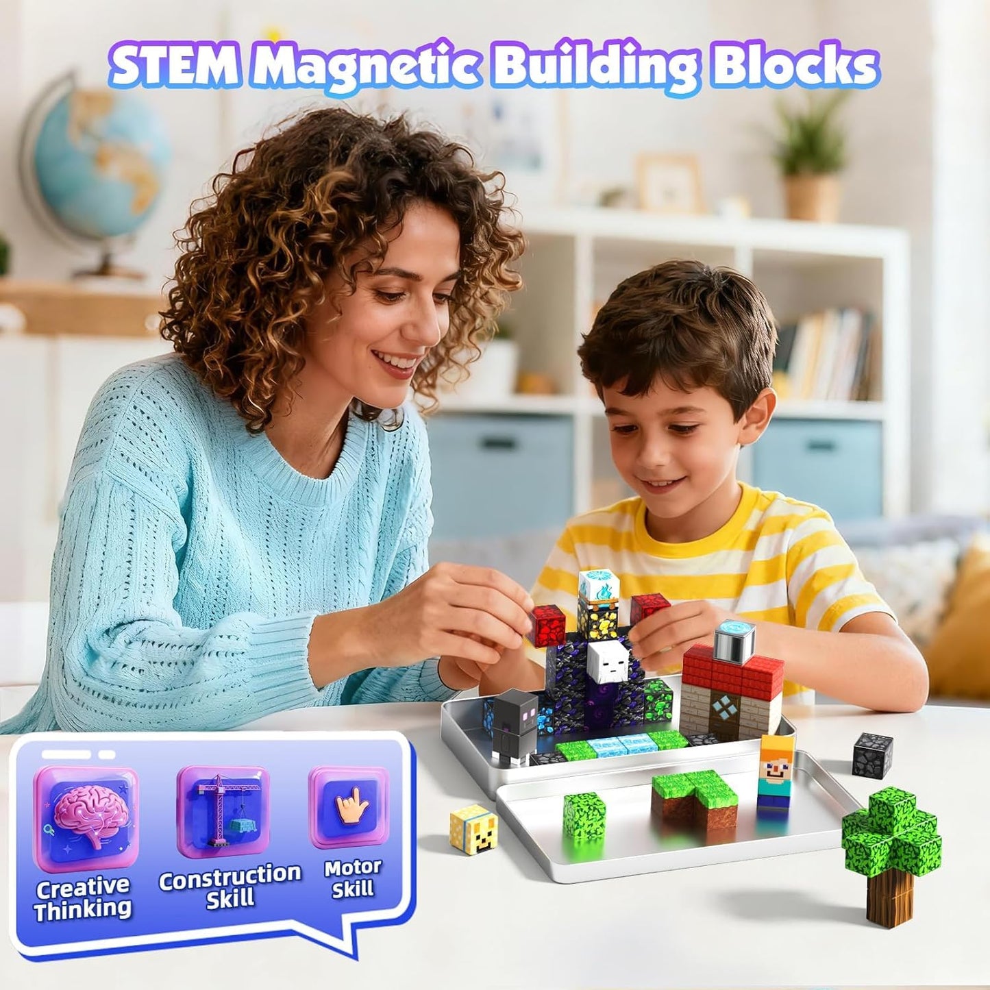 GraceDuck Obsidian Nether Portal Magnetic Blocks – 45-Piece Travel STEM Set