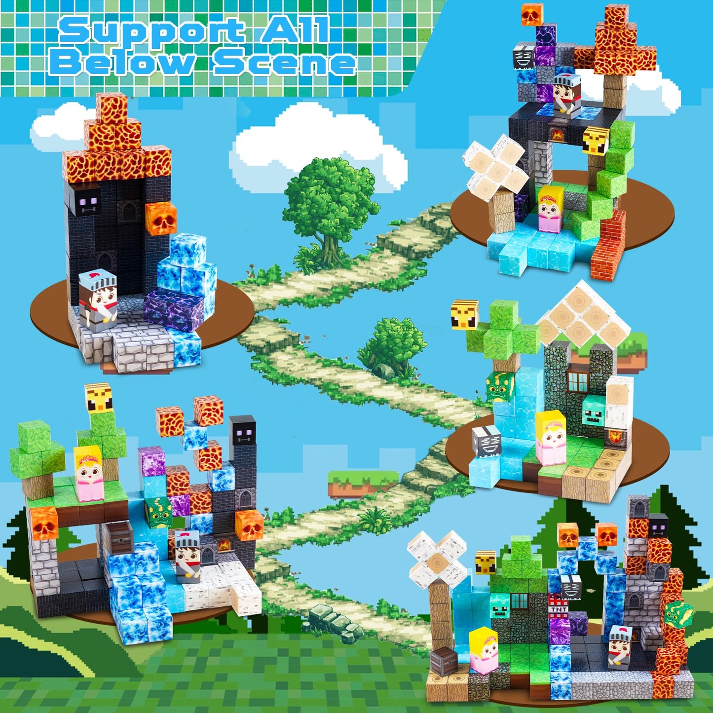 GraceDuck Magnetic Blocks - 150 PCS Set for Dark Hell Forest Castle | STEM & Sensory Toys for 3-10