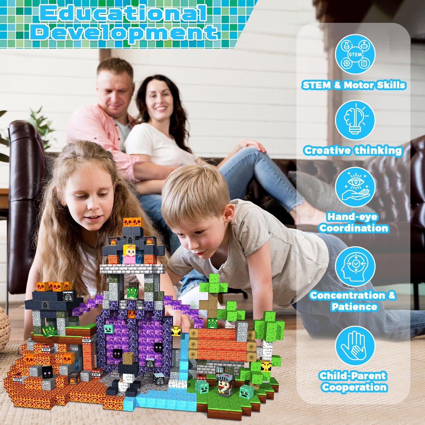 GraceDuck Magnetic Blocks - 150 PCS Set for Dark Hell Forest Castle | STEM & Sensory Toys for 3-10