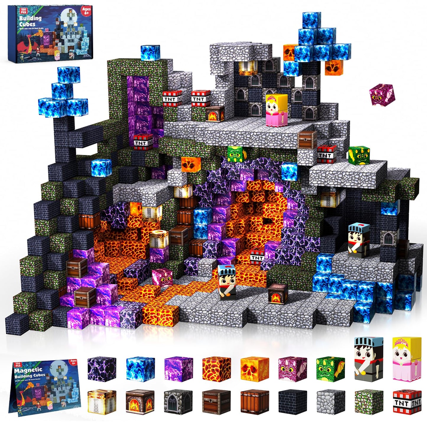 GraceDuck Magnetic Blocks – 150 PCS Dark Castle Sword Domain STEM Building Toy