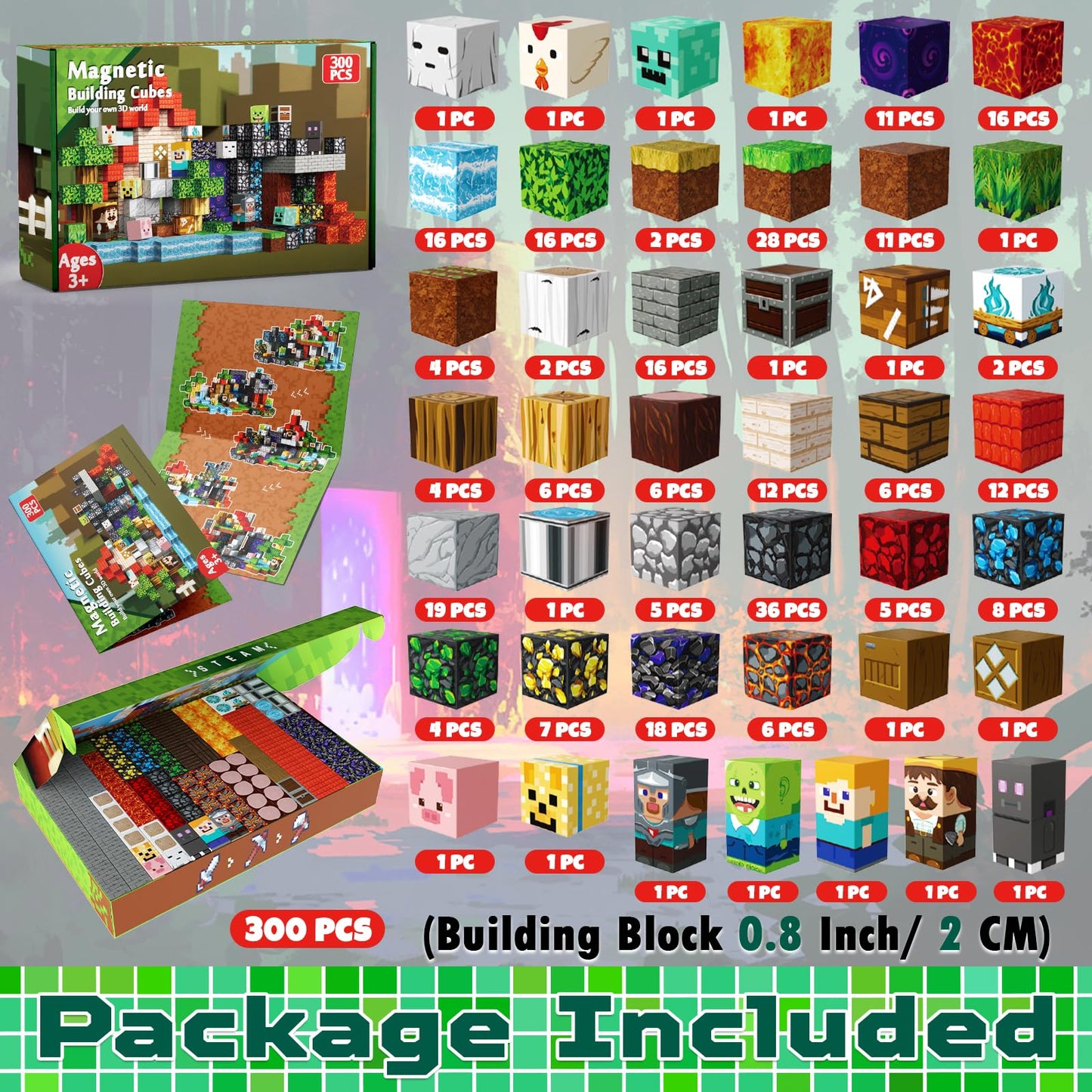 GraceDuck 300 PCS Magnetic Blocks – STEM & Sensory Building Toy for Kids 3+